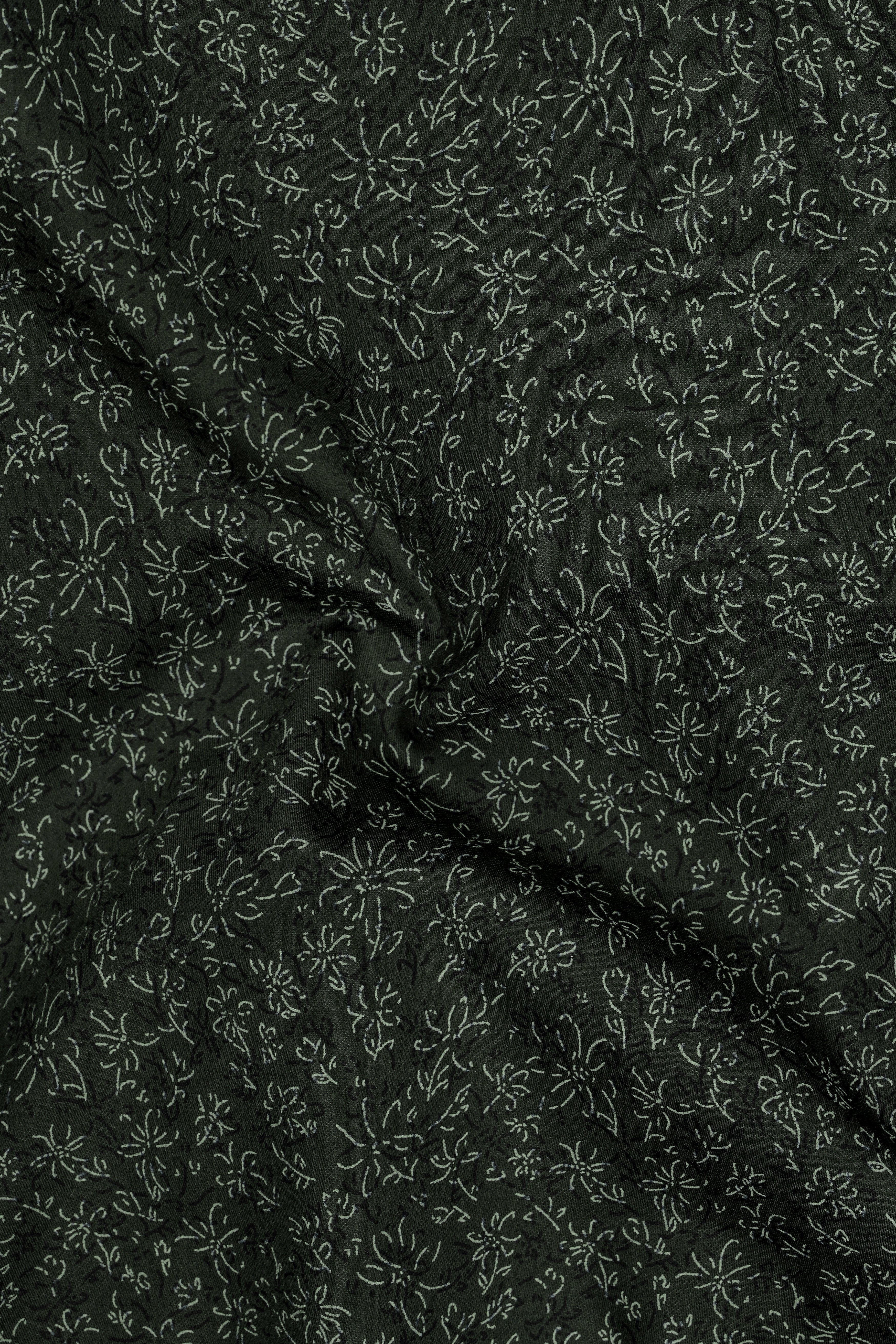 Viridian-Heavy Green Floral Vine Printed Subtle Sheen Soft Premium Cotton Dress Shirt