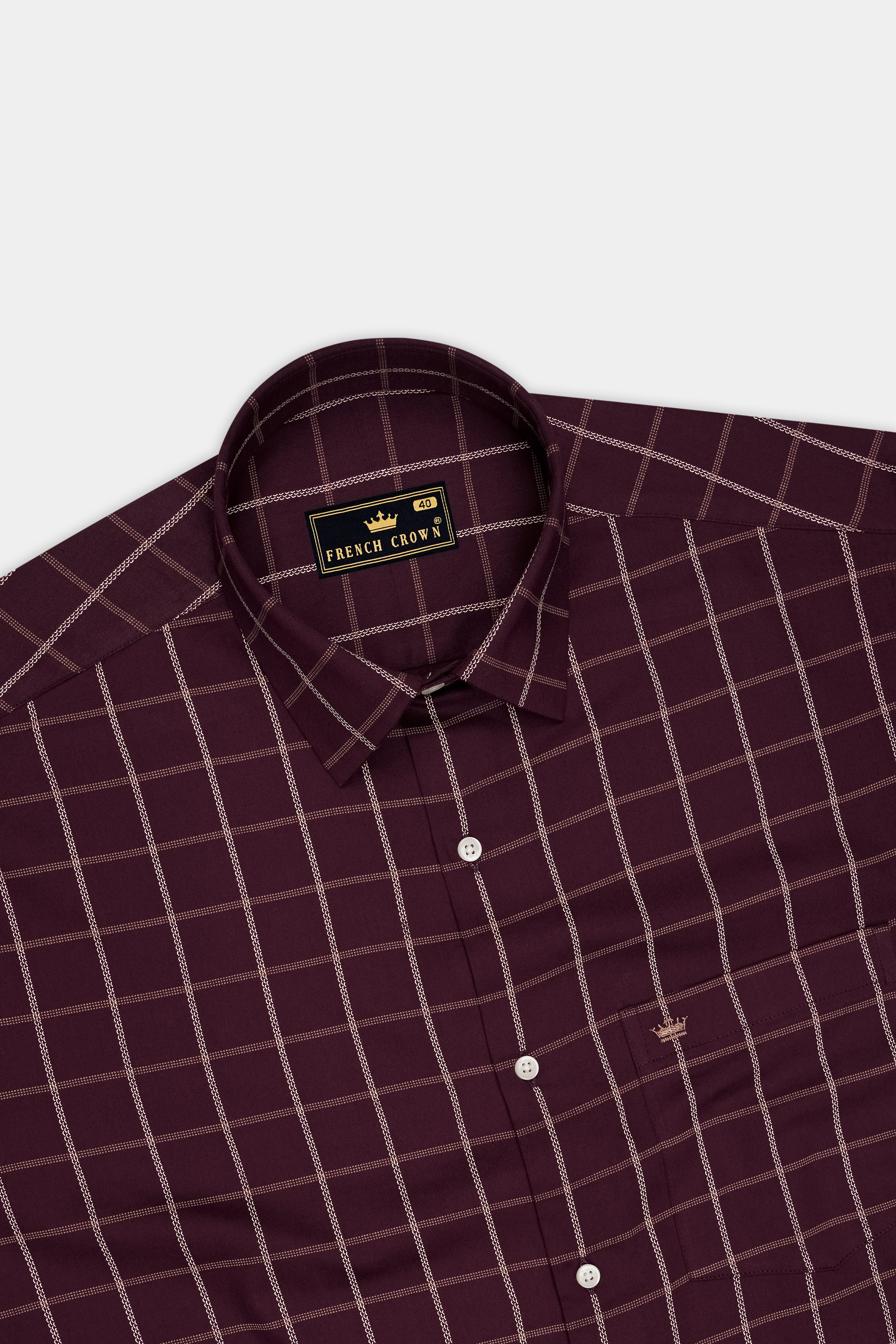 Lattice-Eclipse Maroon Windowpane Subtle Sheen Soft Premium Cotton Dress Shirt