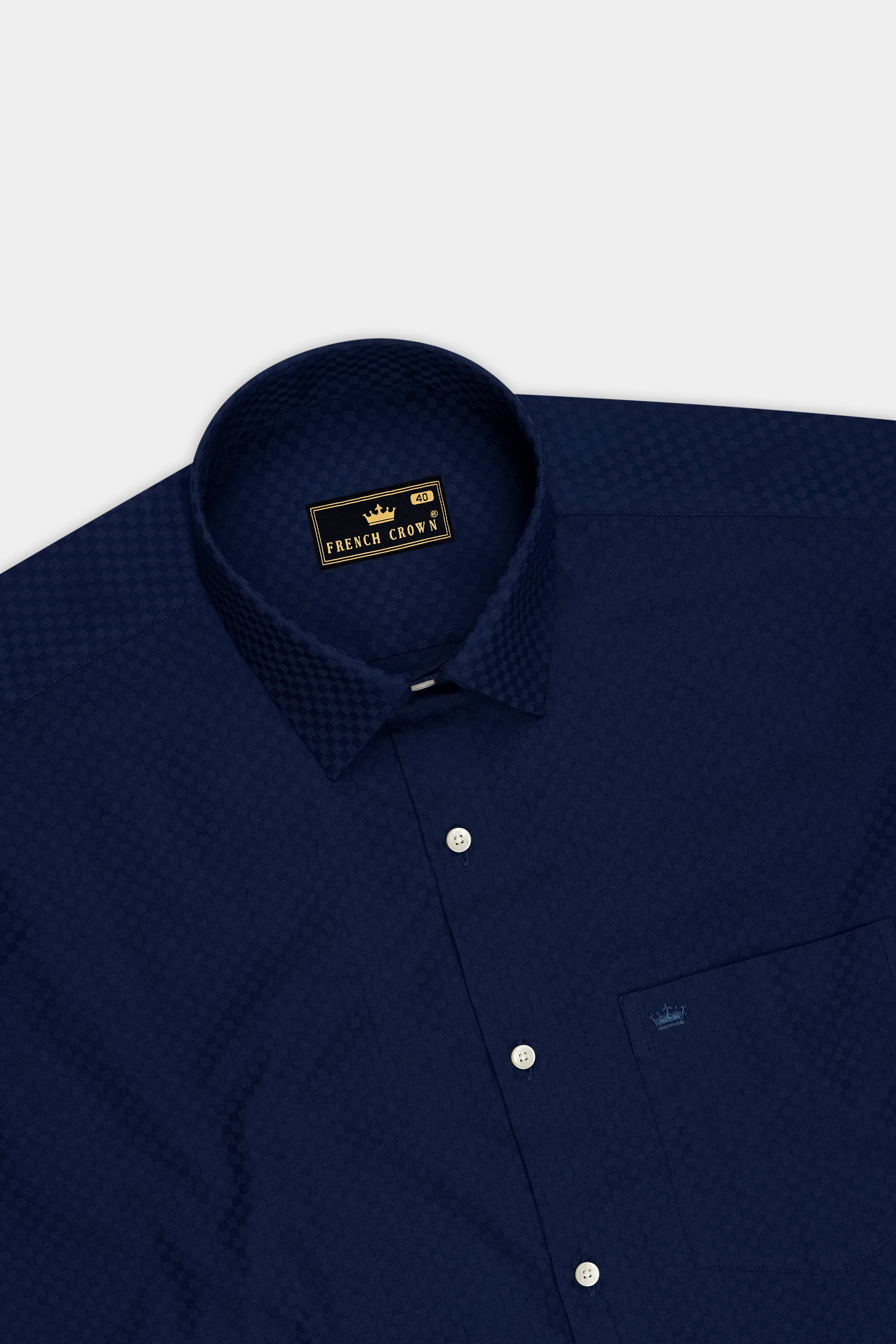 Imperio-Cove Navy Dobby Textured Premium Giza Cotton Dress Shirt