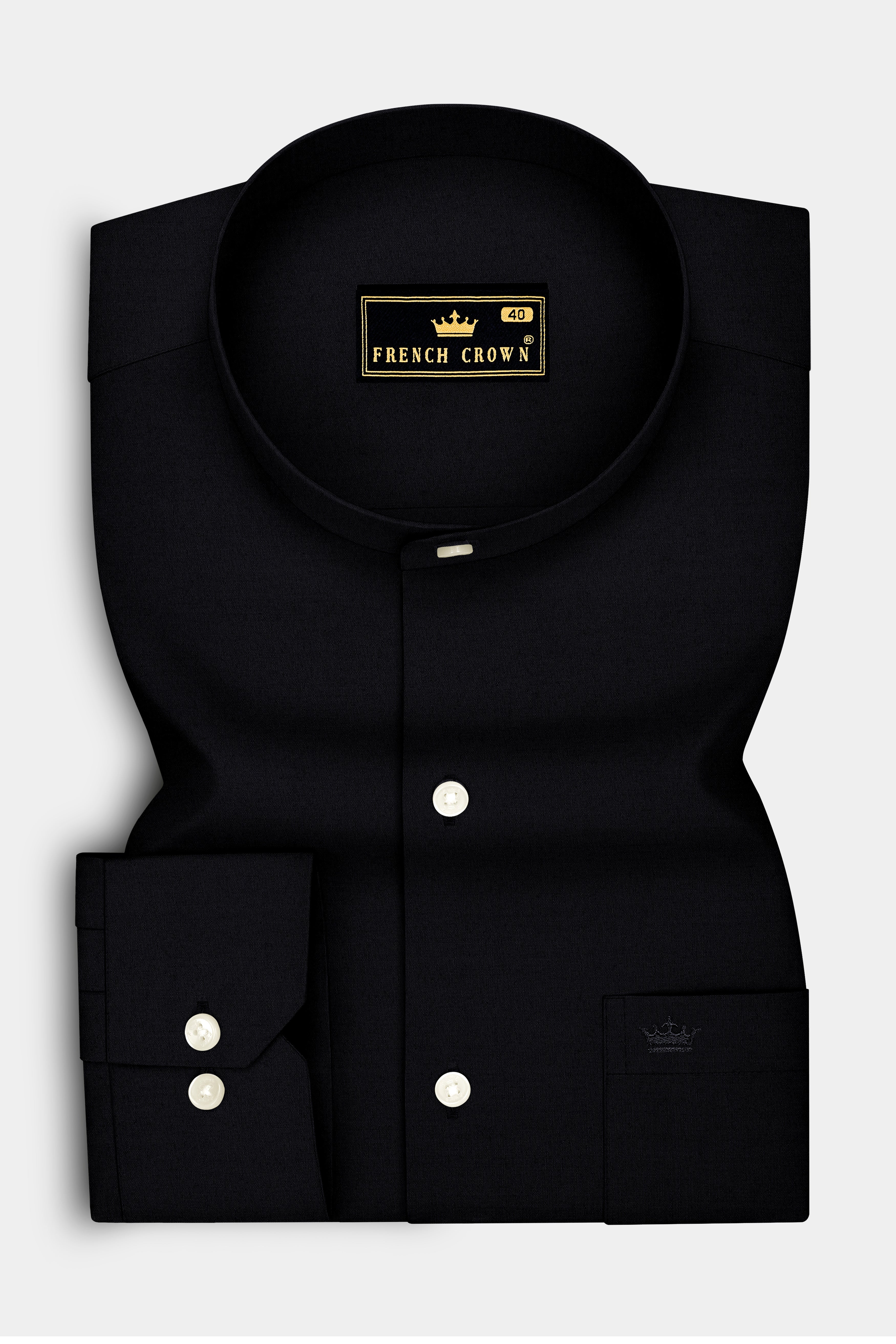 Sovereign-Jade Black Premium Giza Cotton Mandarin Casual Shirt