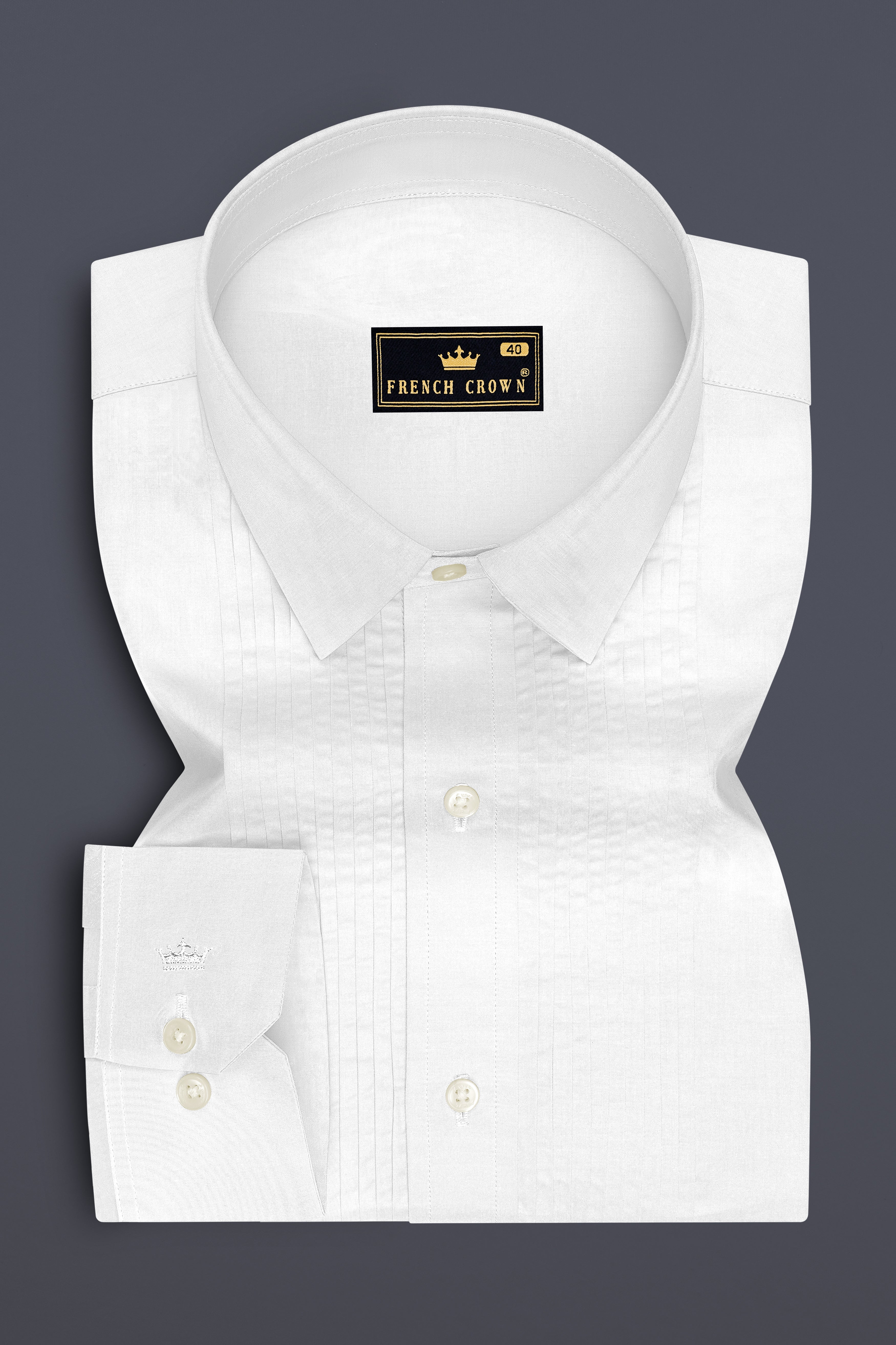 Lumine-Bright White Premium Giza Cotton Tuxedo Dress Shirt
