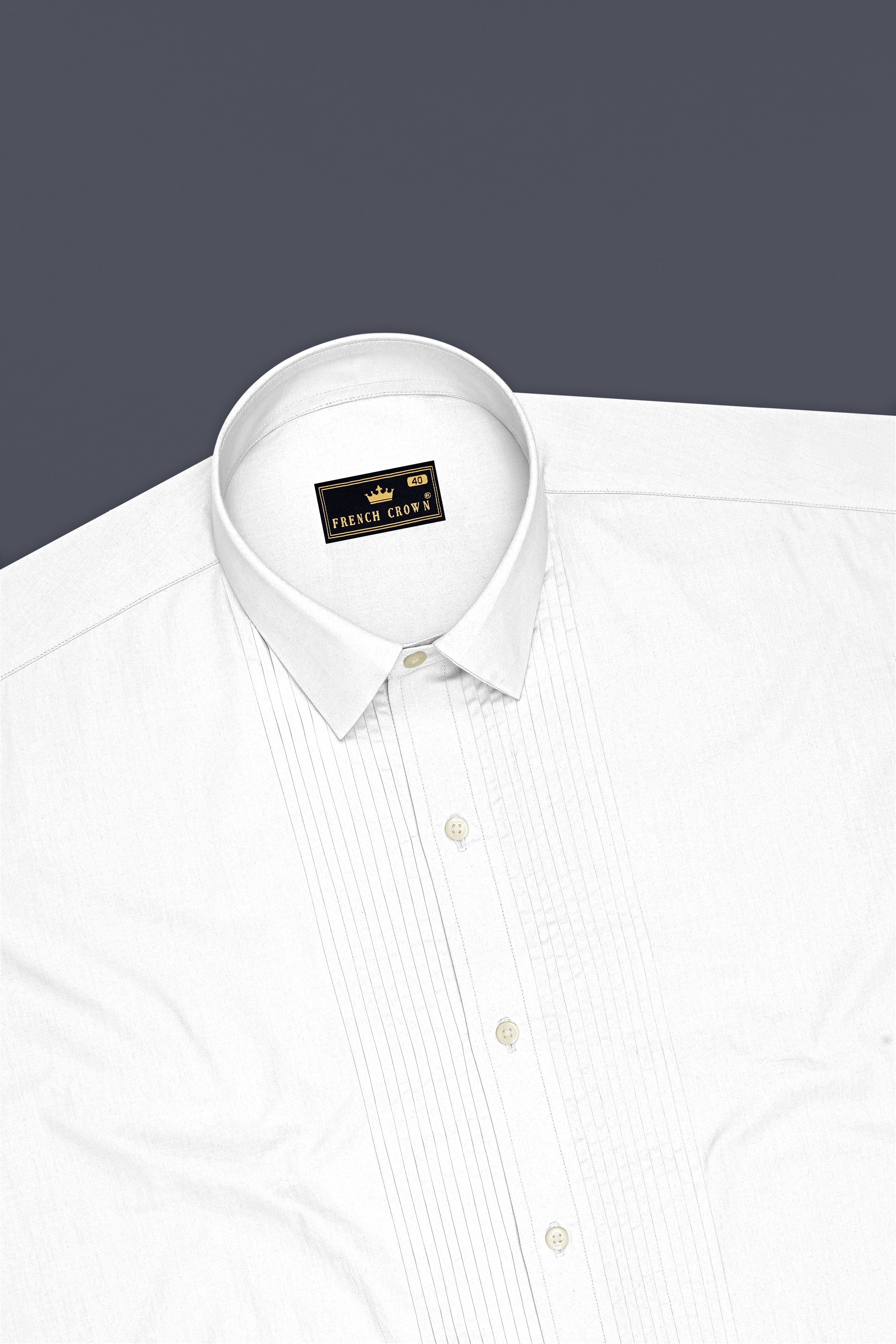 Lumine-Bright White Premium Giza Cotton Tuxedo Dress Shirt