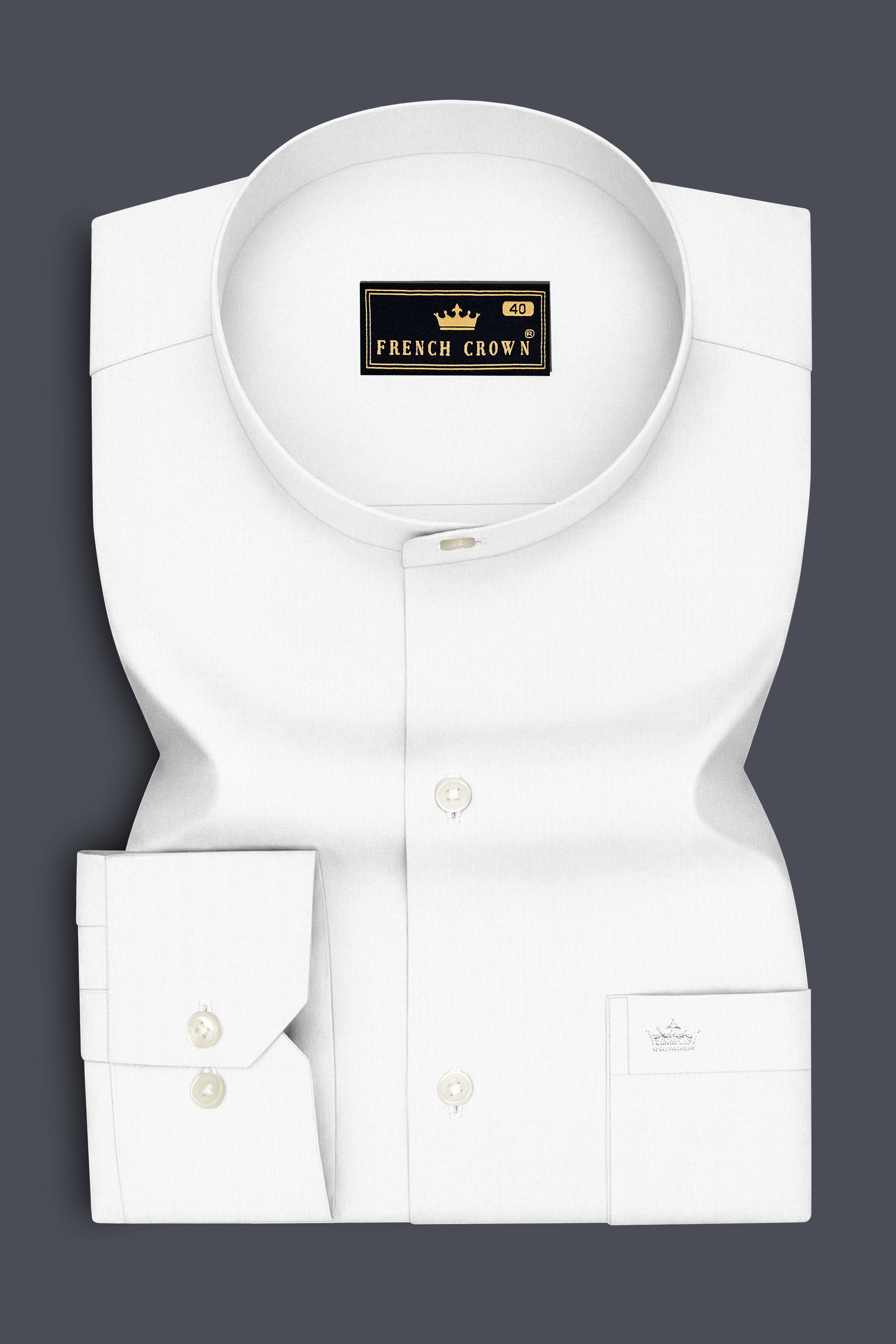 Lumine-Bright White Premium Giza Cotton Mandarin Casual Shirt