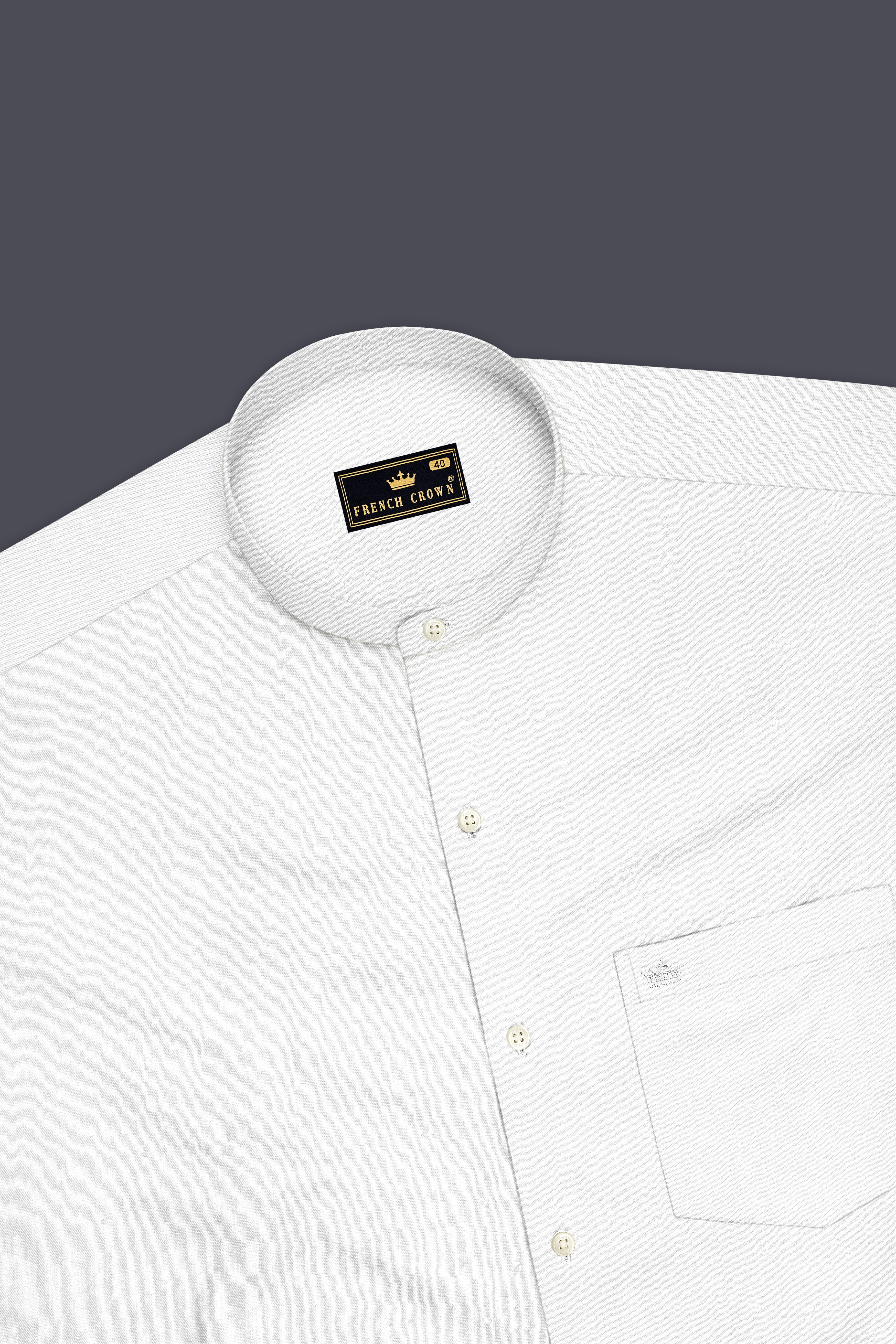 Lumine-Bright White Premium Giza Cotton Mandarin Casual Shirt