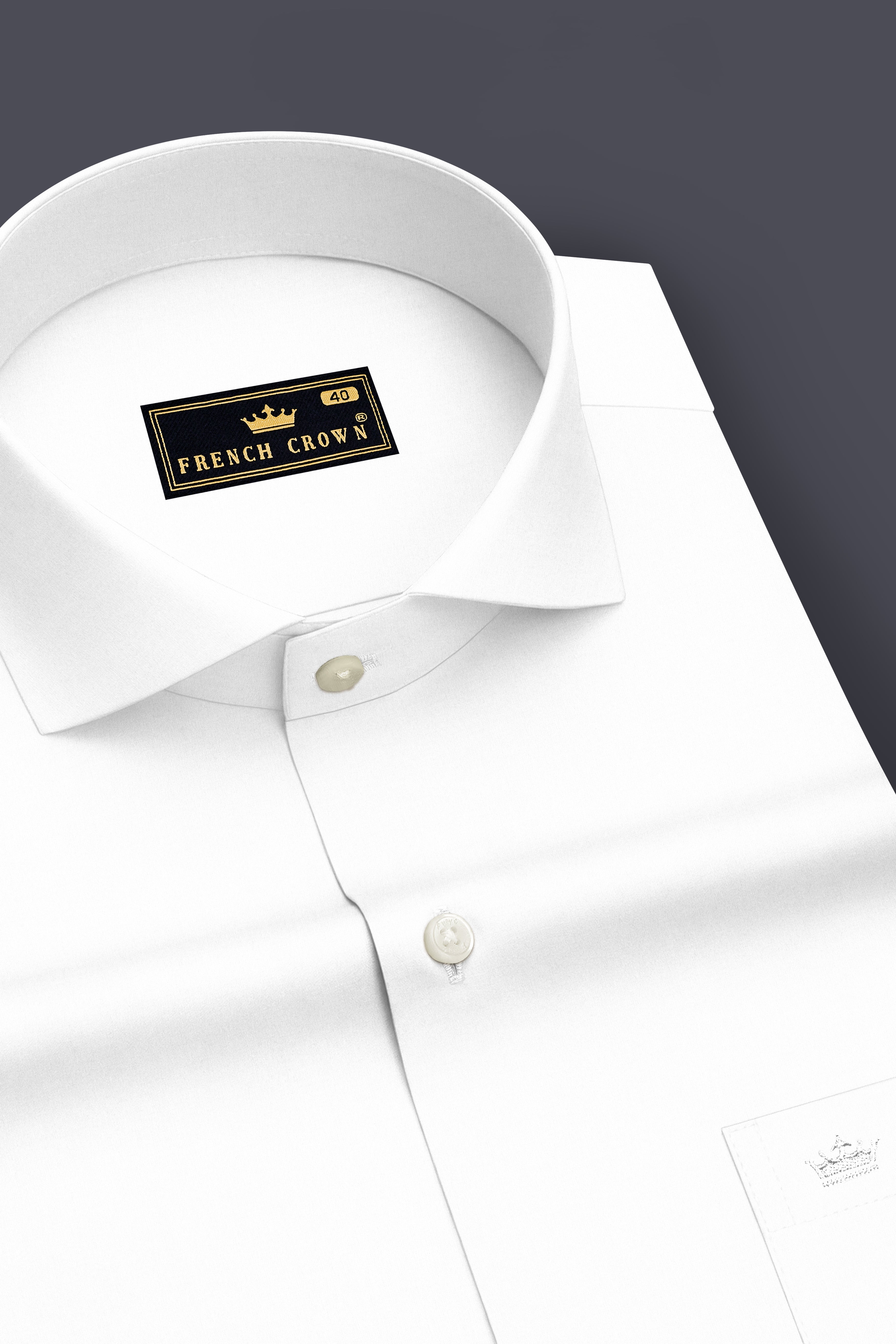Lumine-Bright White Premium Giza Cotton Cut Away Collar Dress Shirt