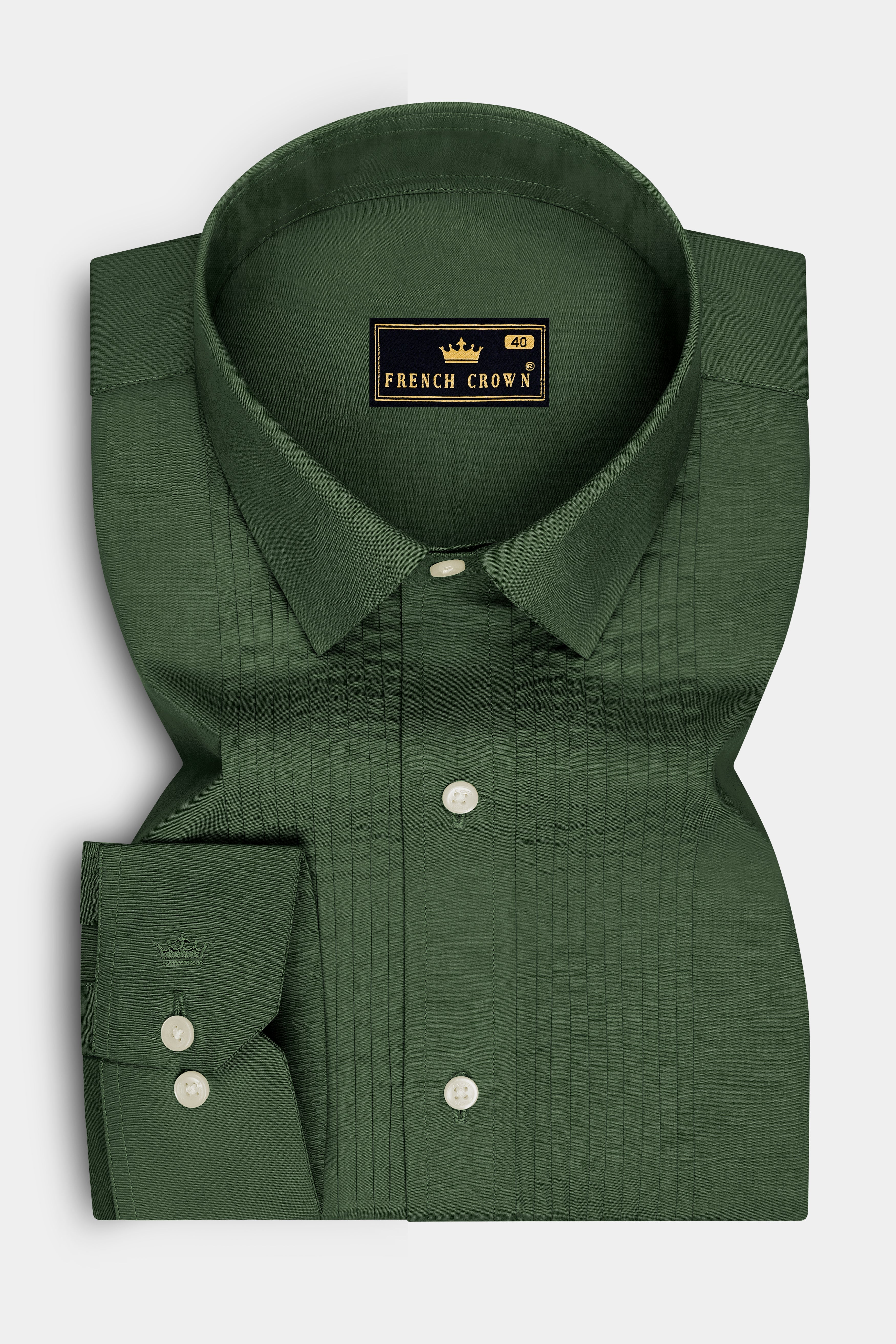 Olivine-Rifle Green Premium Giza Cotton Tuxedo Dress Shirt
