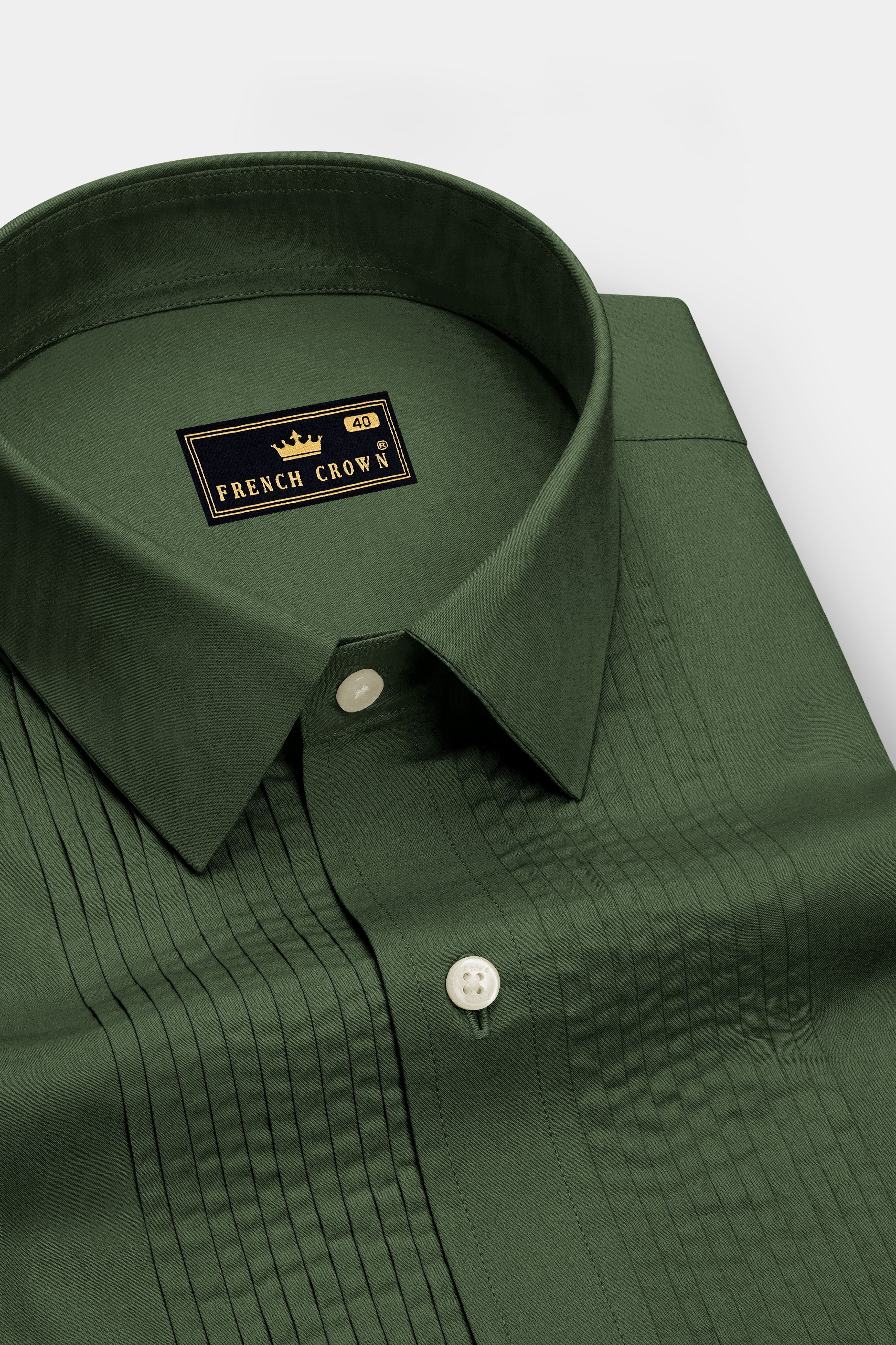 Olivine-Rifle Green Premium Giza Cotton Tuxedo Dress Shirt