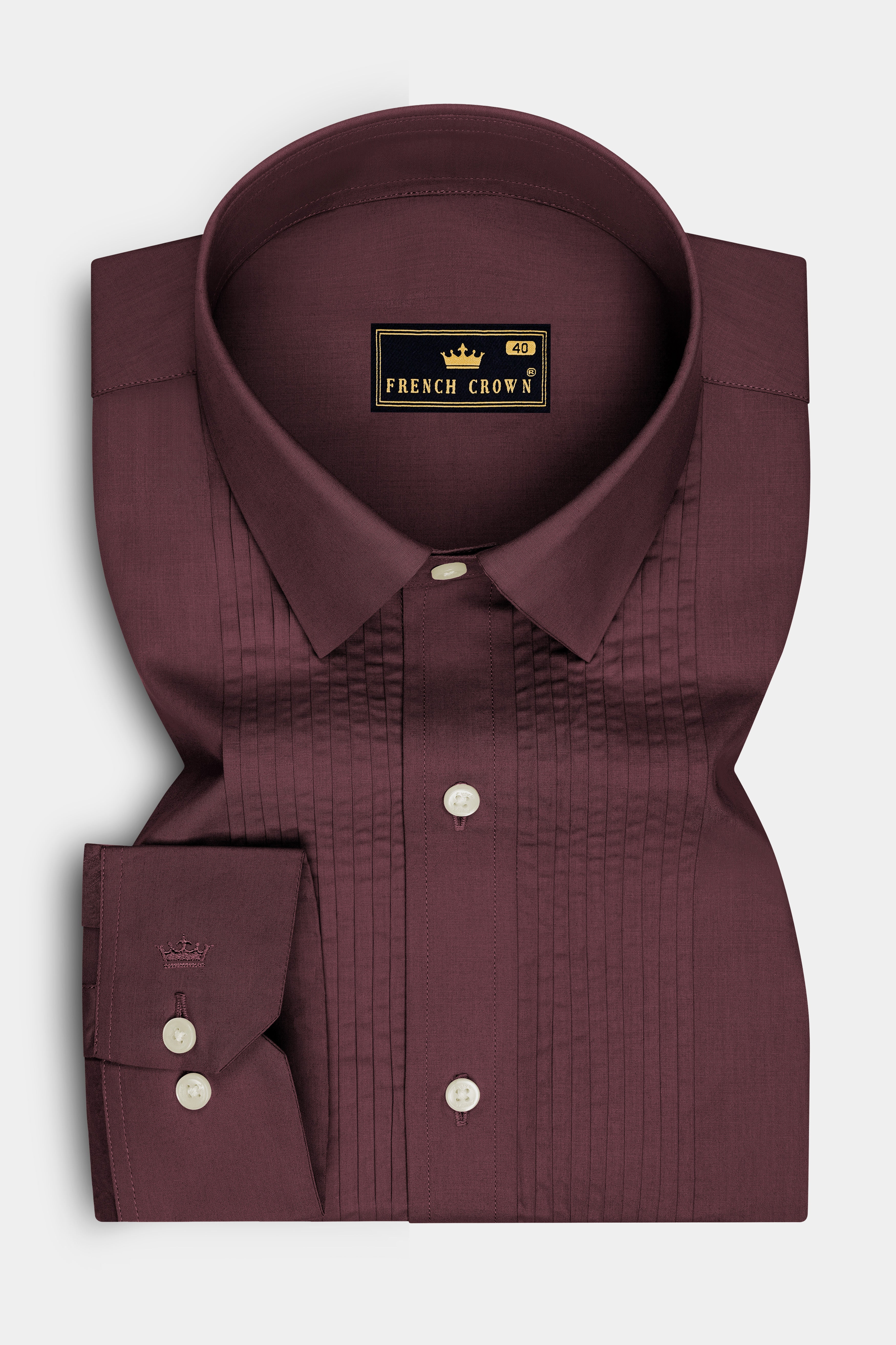 Rouge-Congo Maroon Premium Giza Cotton Tuxedo Dress Shirt