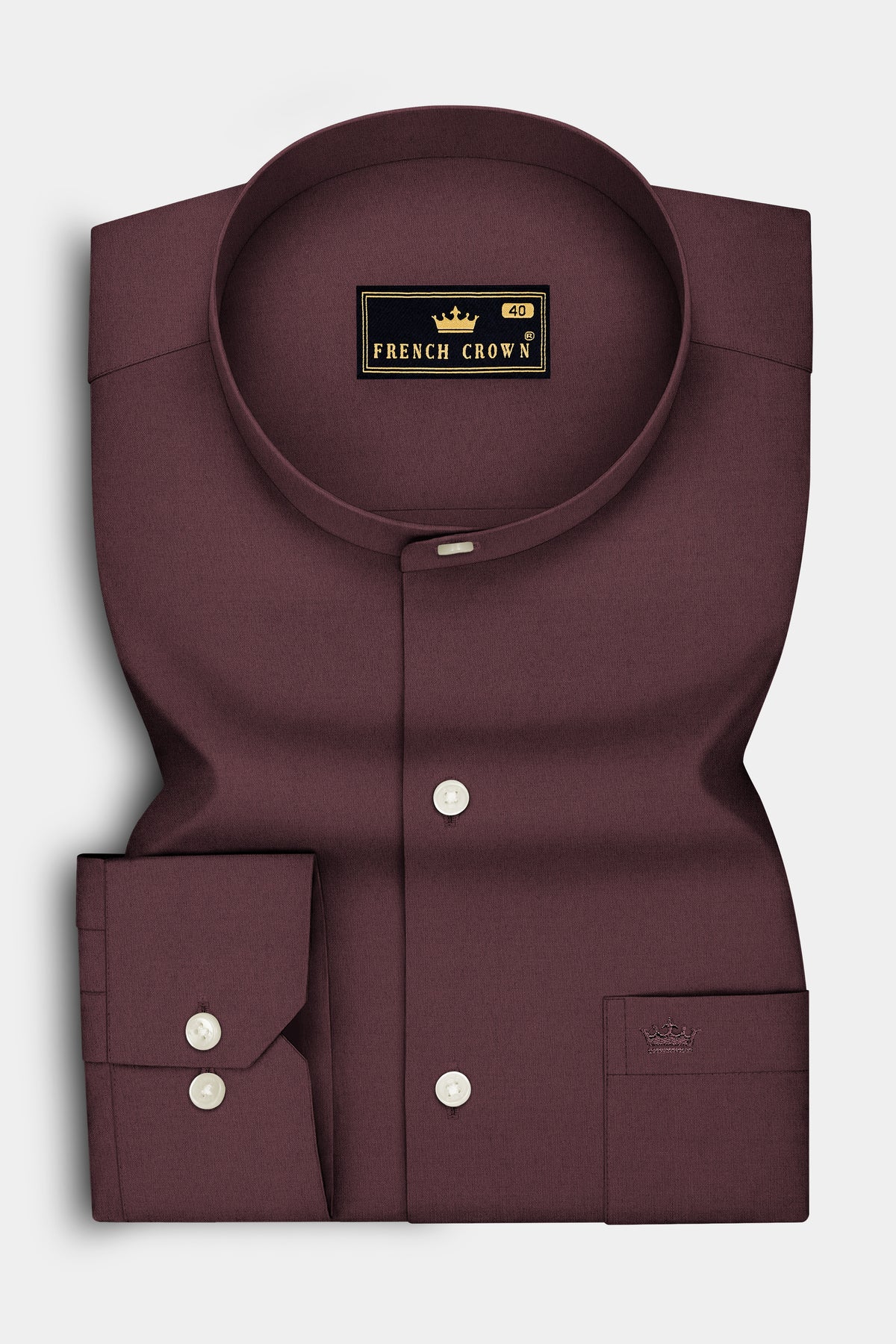 Rouge-Congo Maroon Premium Giza Cotton Mandarin Casual Shirt