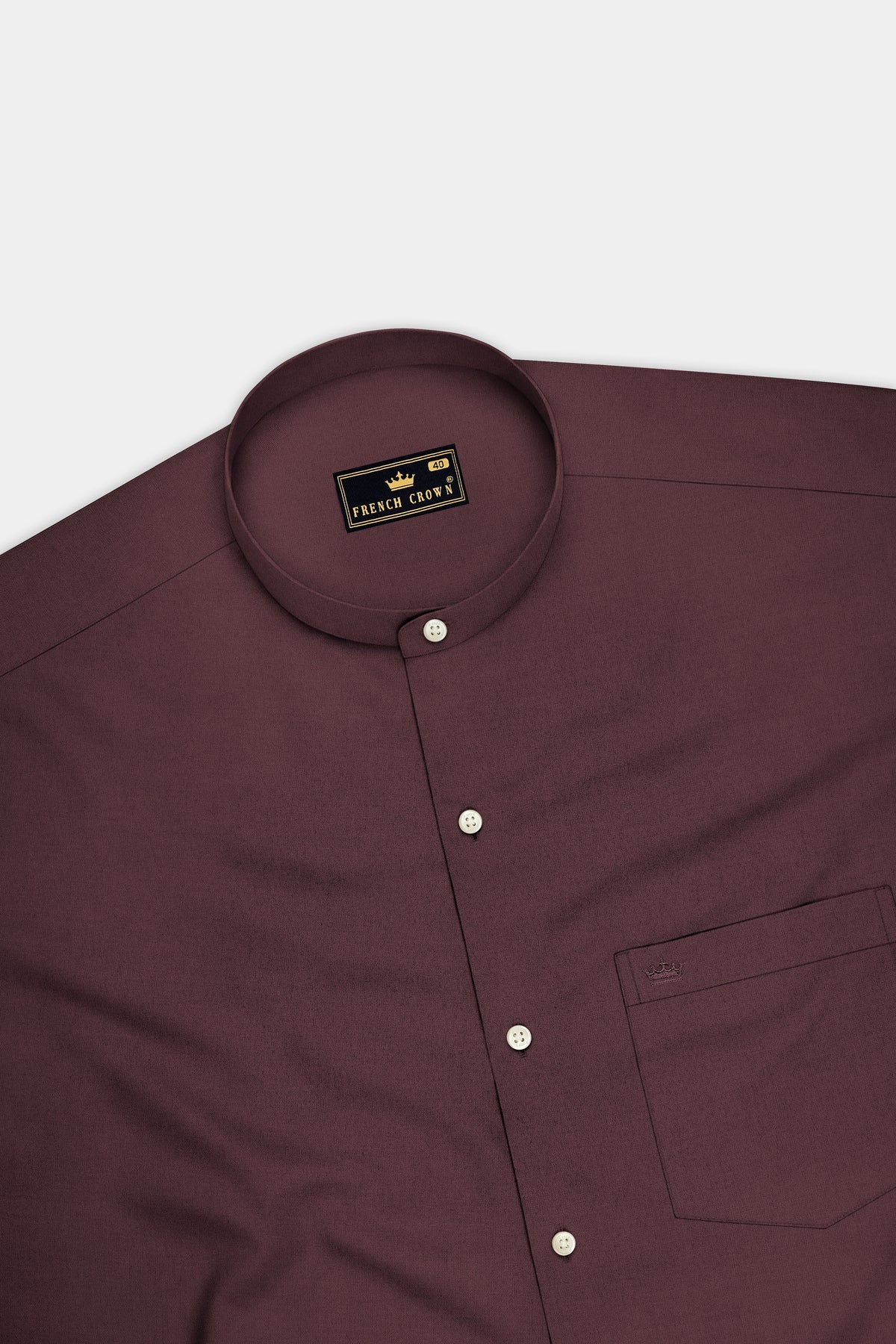 Rouge-Congo Maroon Premium Giza Cotton Mandarin Casual Shirt