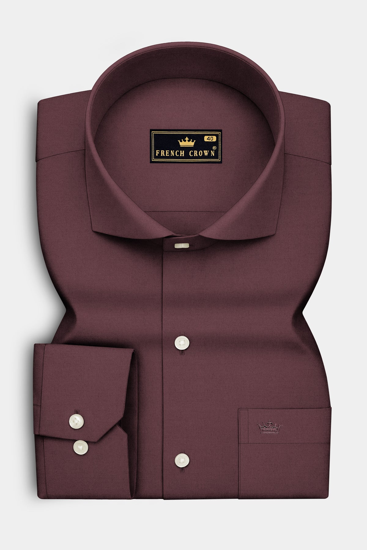 Rouge-Congo Maroon Premium Giza Cotton Cut Away Collar Dress Shirt