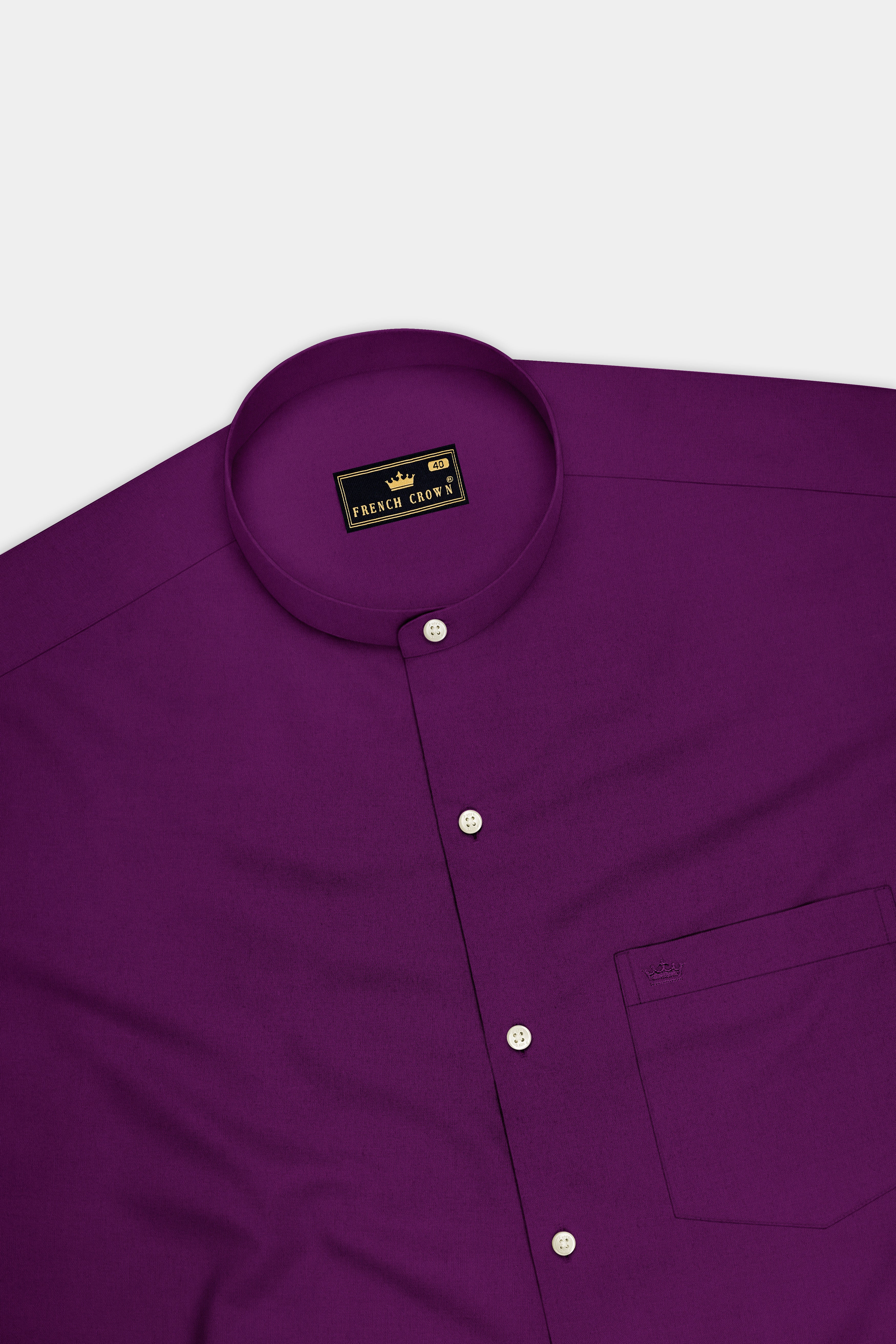 Imperium-Palatinate Purple Premium Giza Cotton Mandarin Casual Shirt