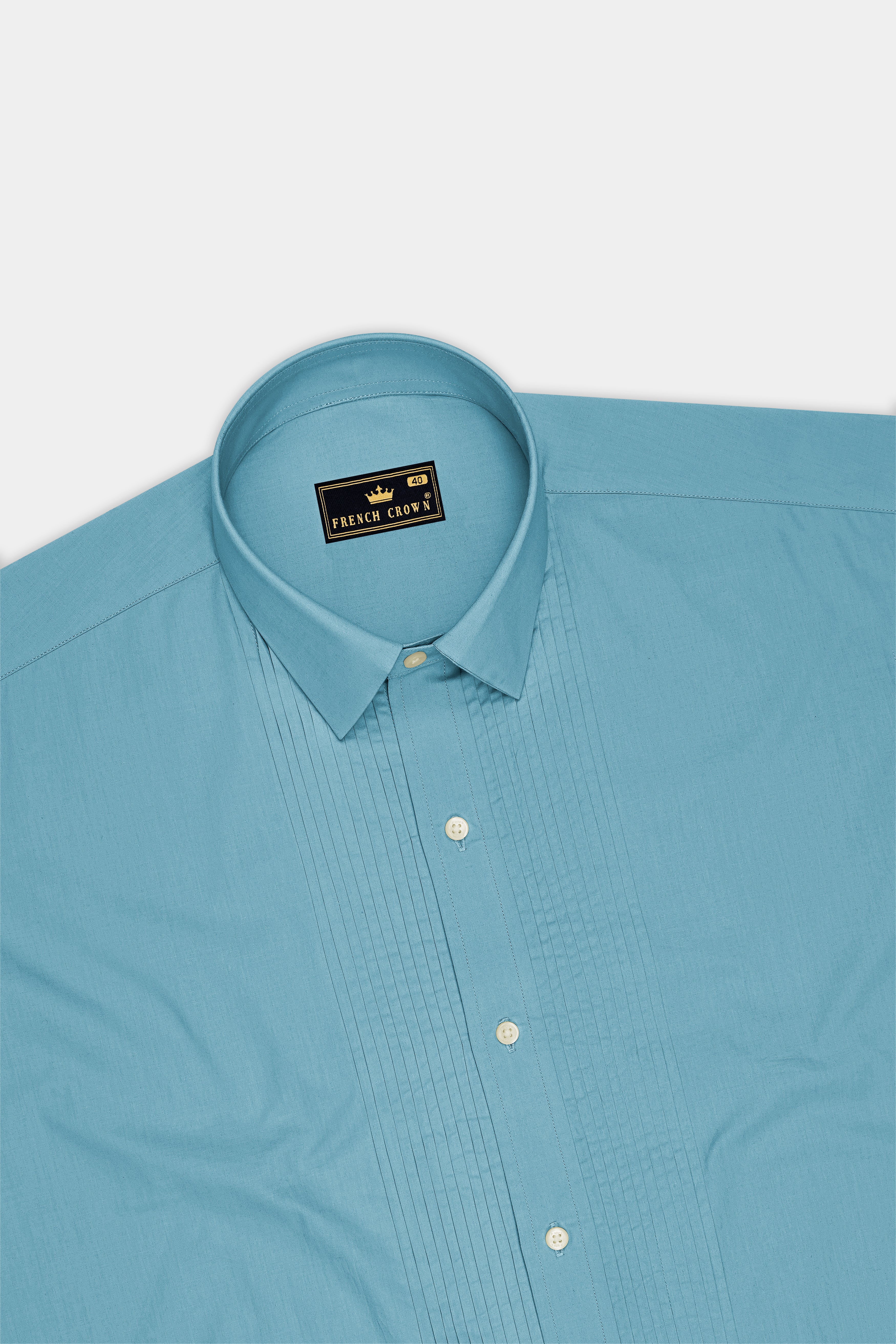 Celestia-Glacier Blue Premium Giza Cotton Tuxedo Dress Shirt