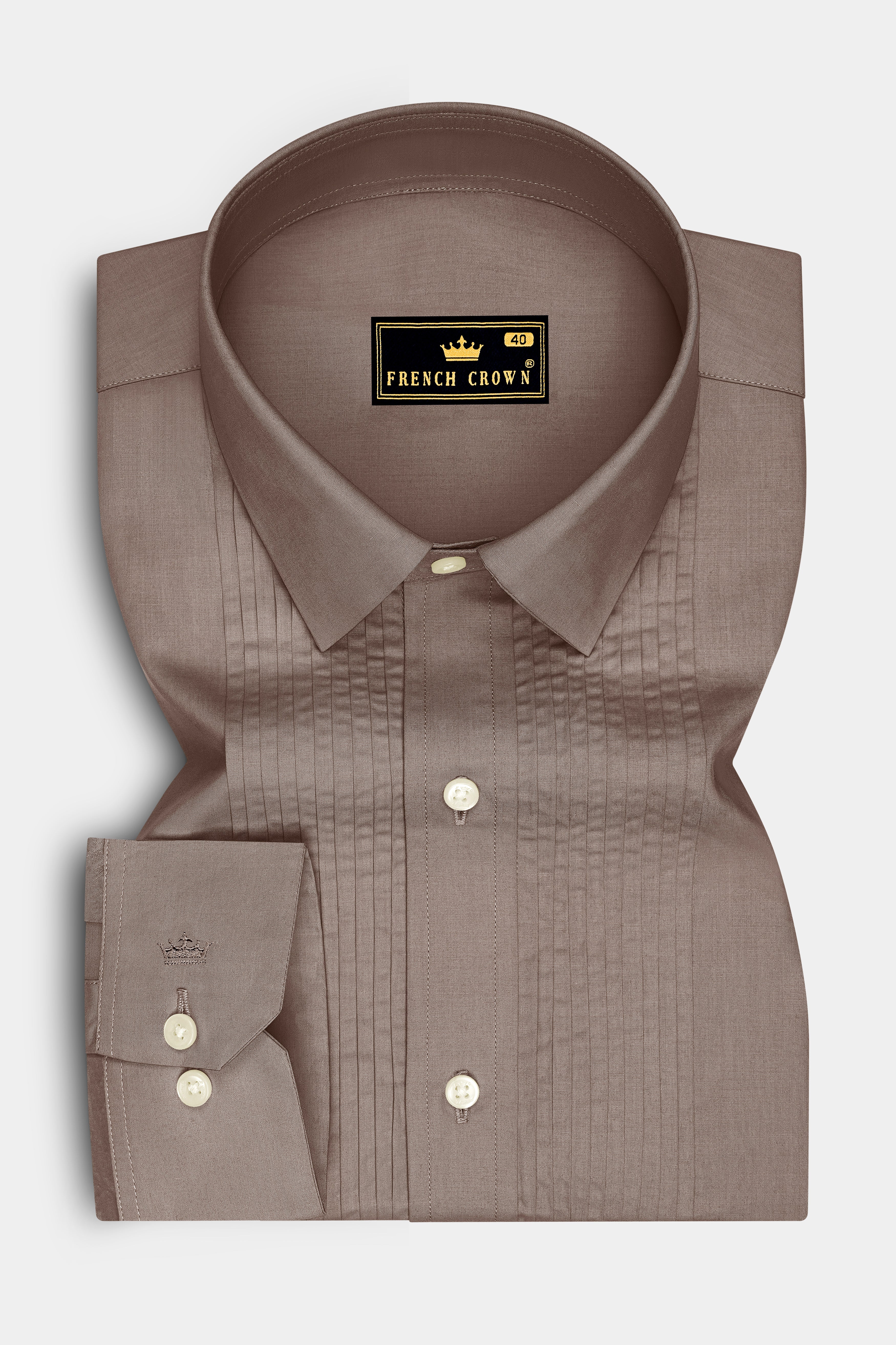 Soren-Hurricane Brown Premium Giza Cotton Tuxedo Dress Shirt
