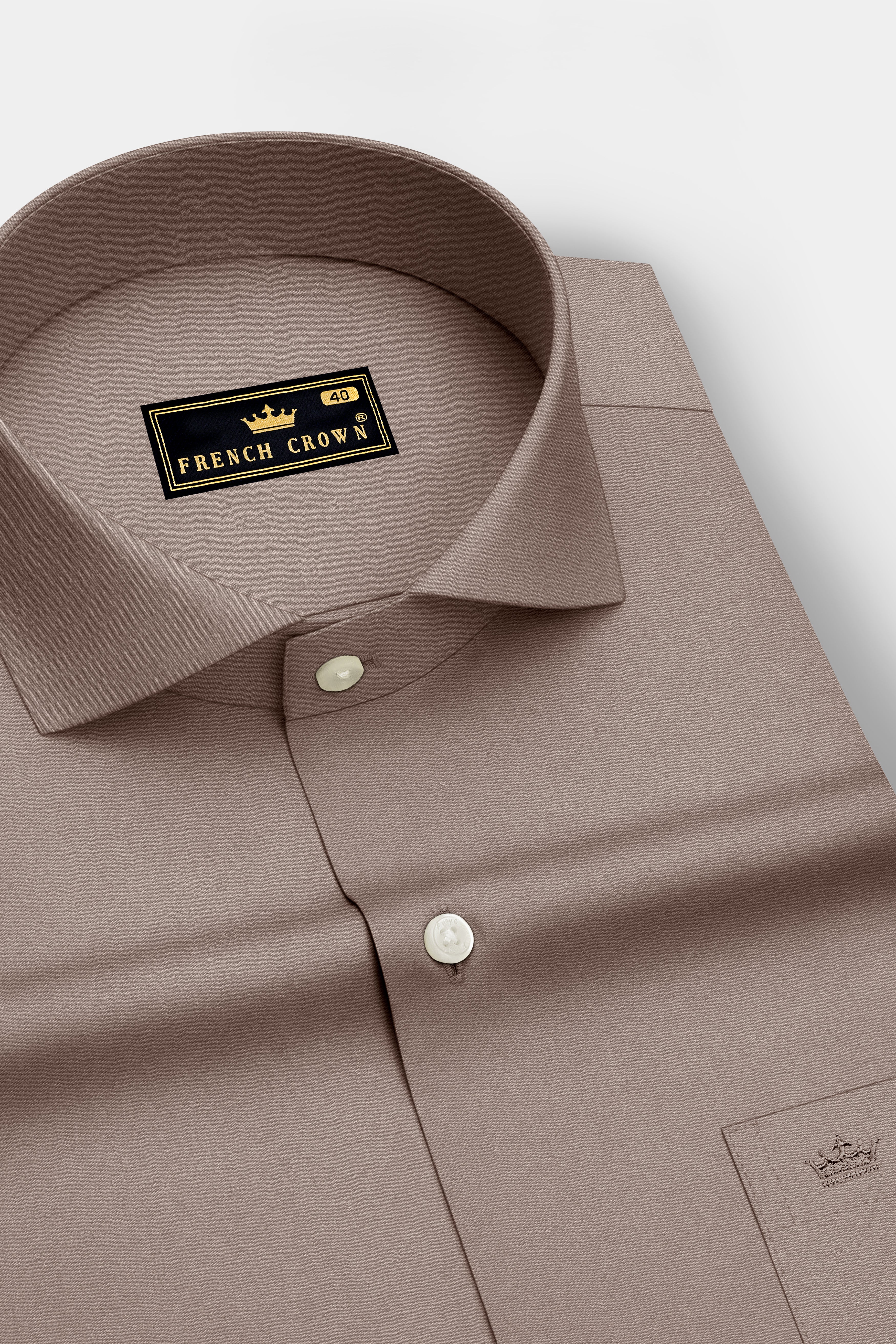 Soren-Hurricane Brown Premium Giza Cotton Cut Away Collar Dress Shirt