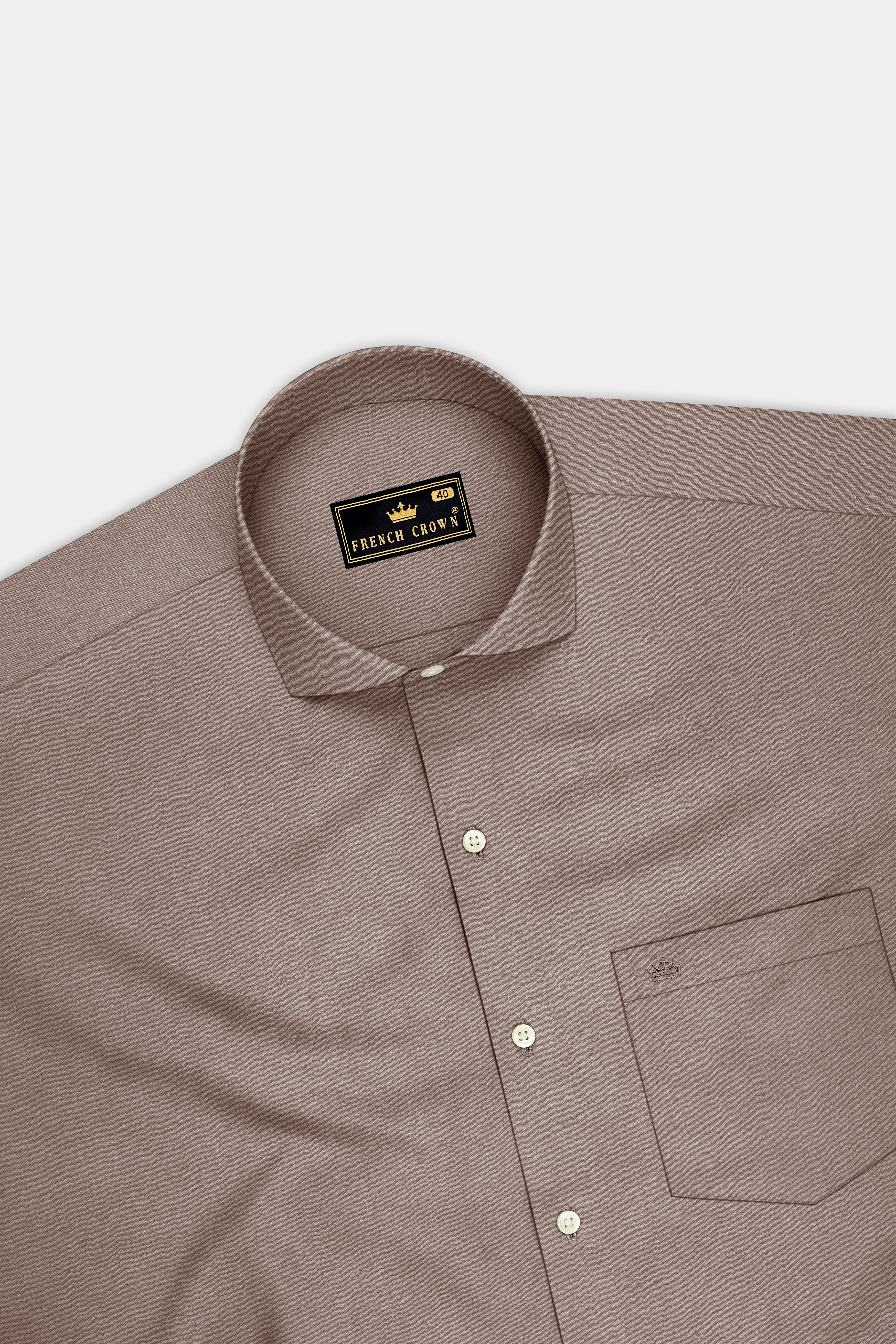 Soren-Hurricane Brown Premium Giza Cotton Cut Away Collar Dress Shirt