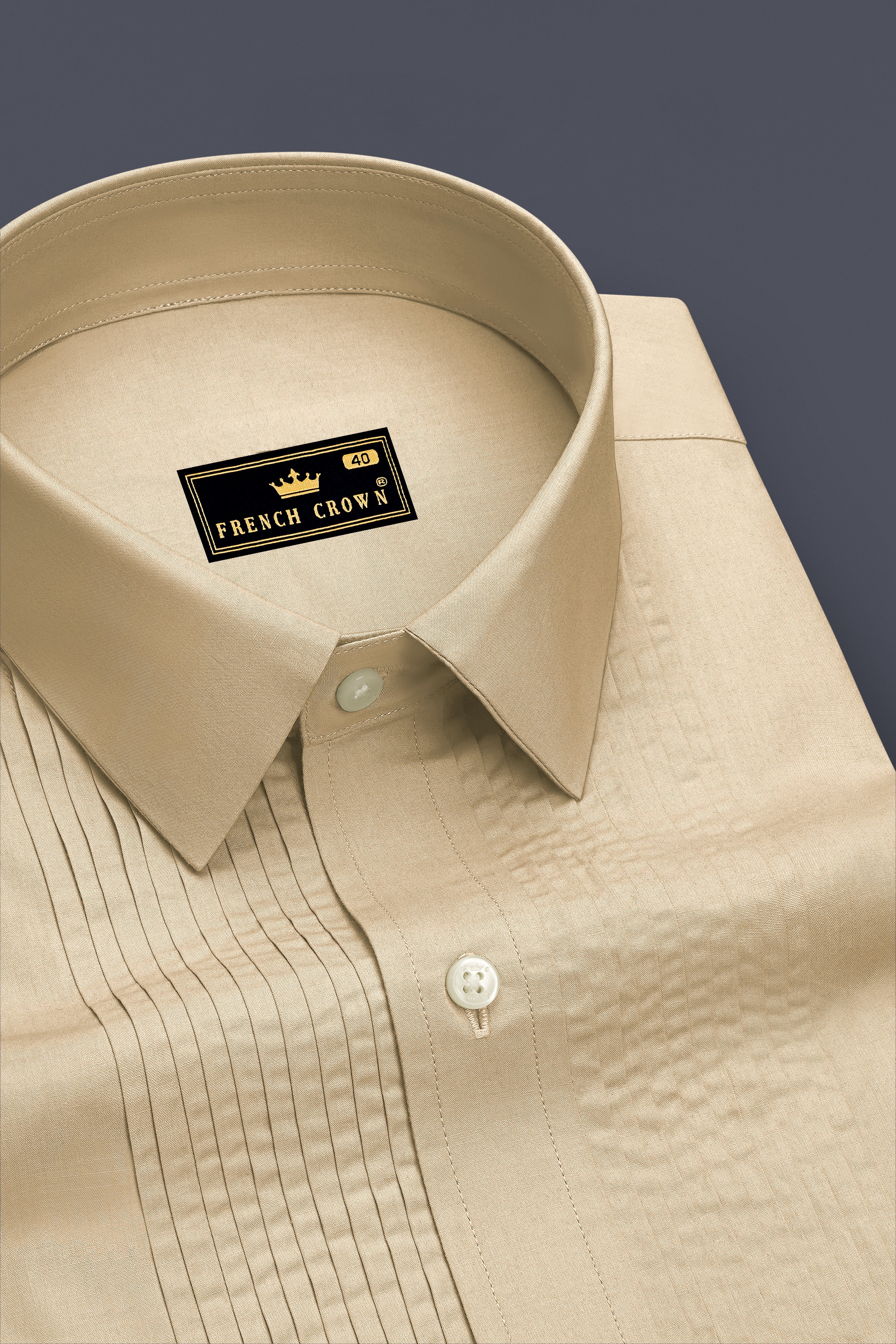 Aurelis-Pavlova Brown Premium Giza Cotton Tuxedo Dress Shirt