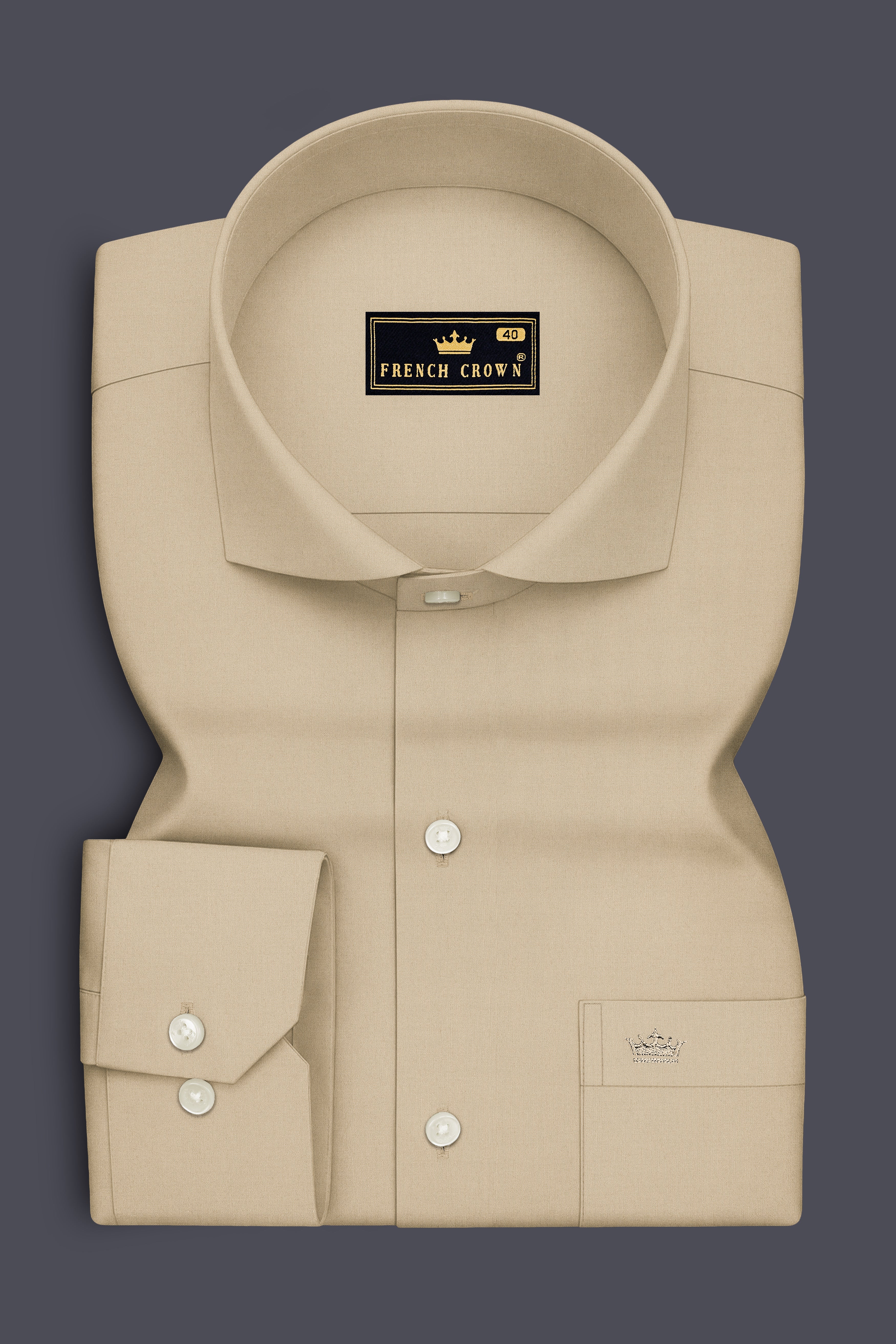 Aurelis-Pavlova Brown Premium Giza Cotton Cut Away Collar Dress Shirt