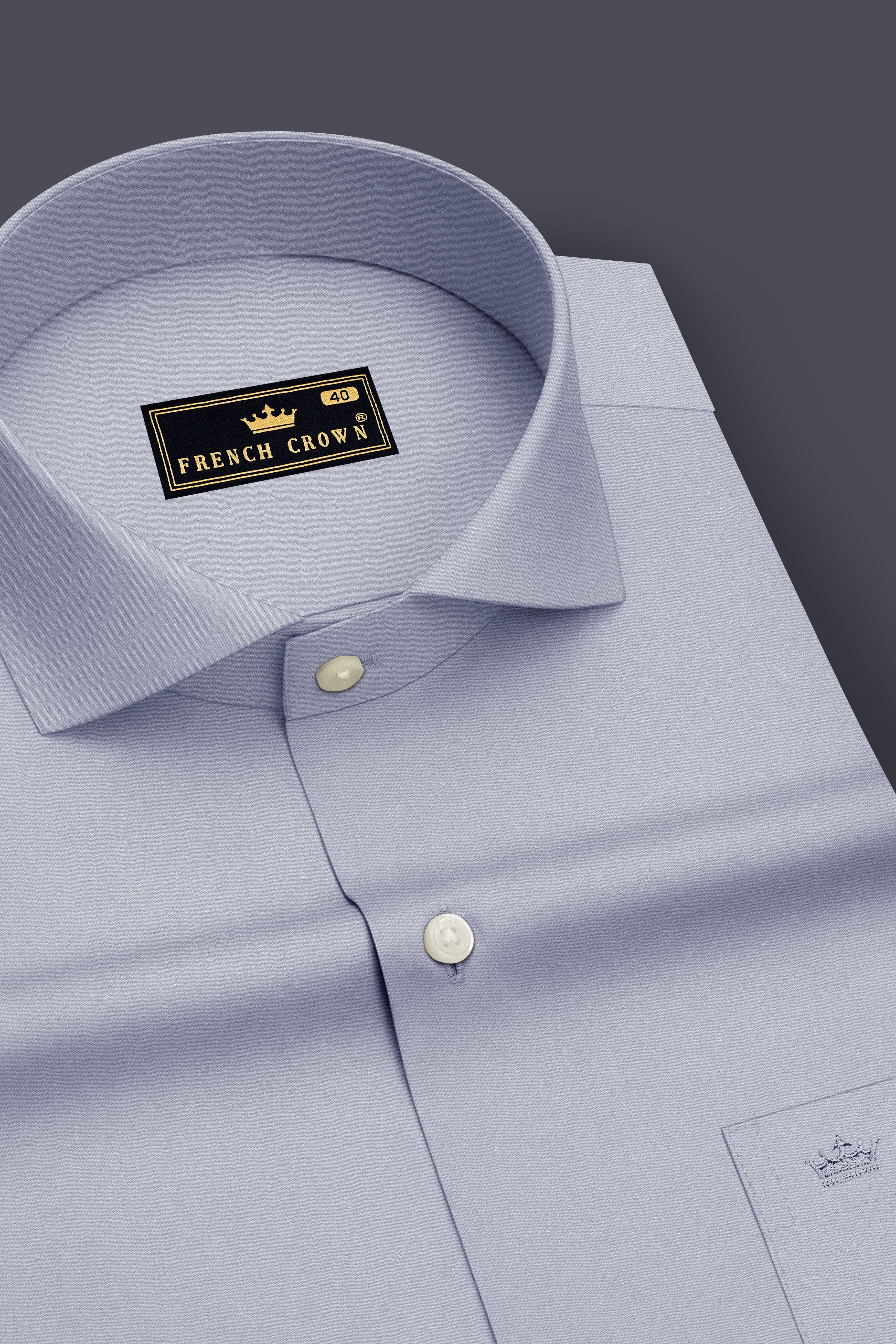 Sterling-Cadet Gray Premium Giza Cotton Cut Away Collar Dress Shirt