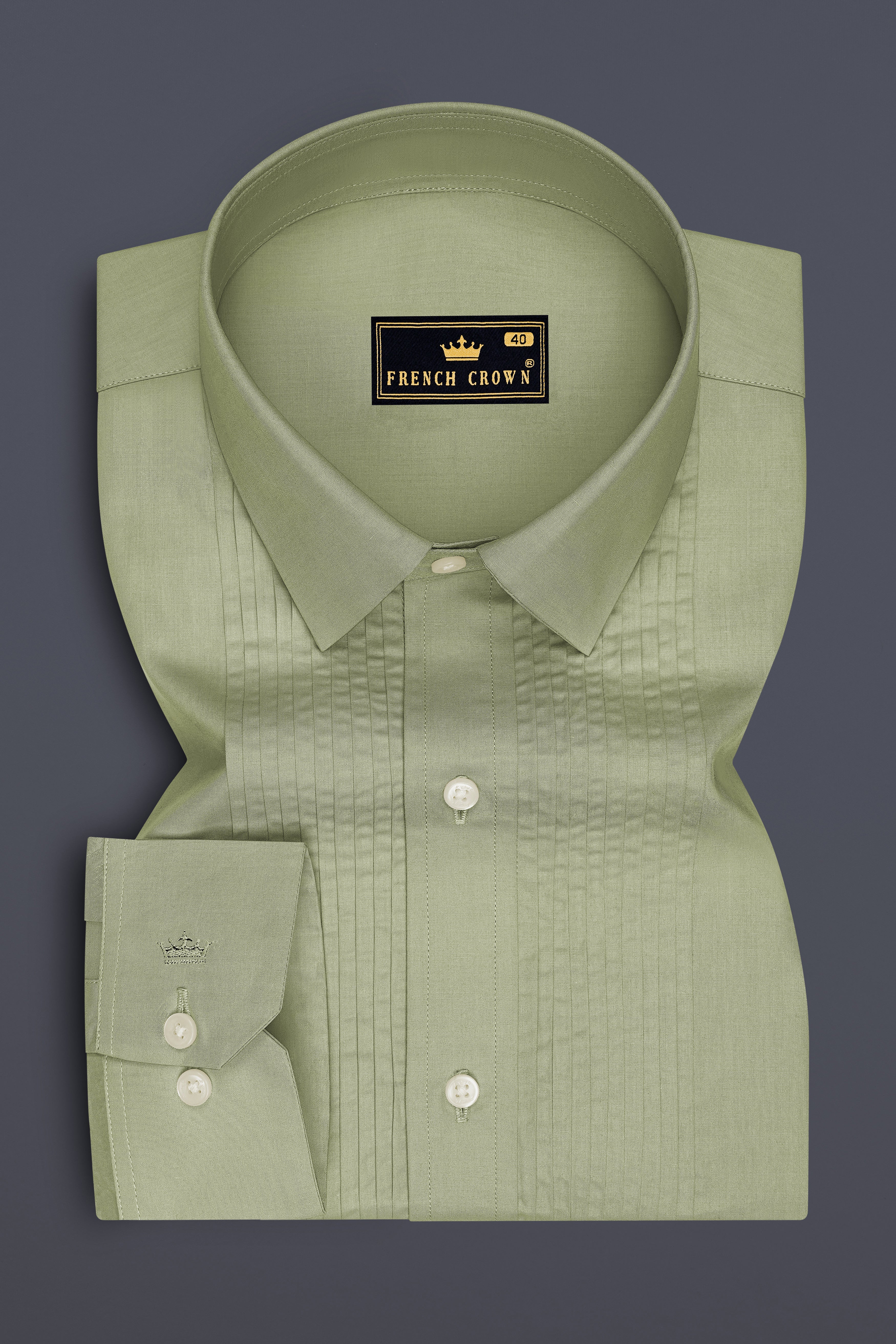 Verdure-Locust Green Premium Giza Cotton Tuxedo Dress Shirt