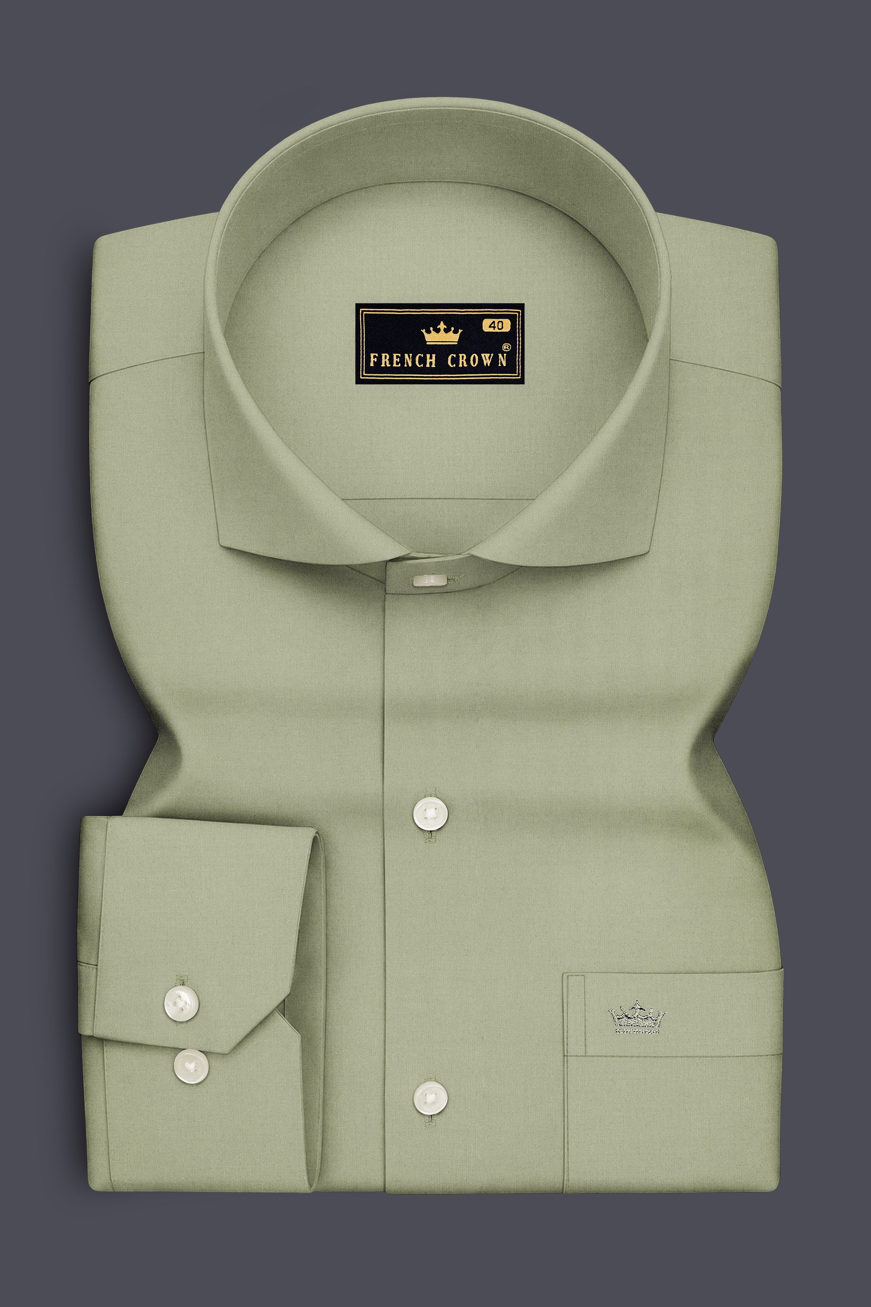 Verdure-Locust Green Premium Giza Cotton Cut Away Collar Dress Shirt