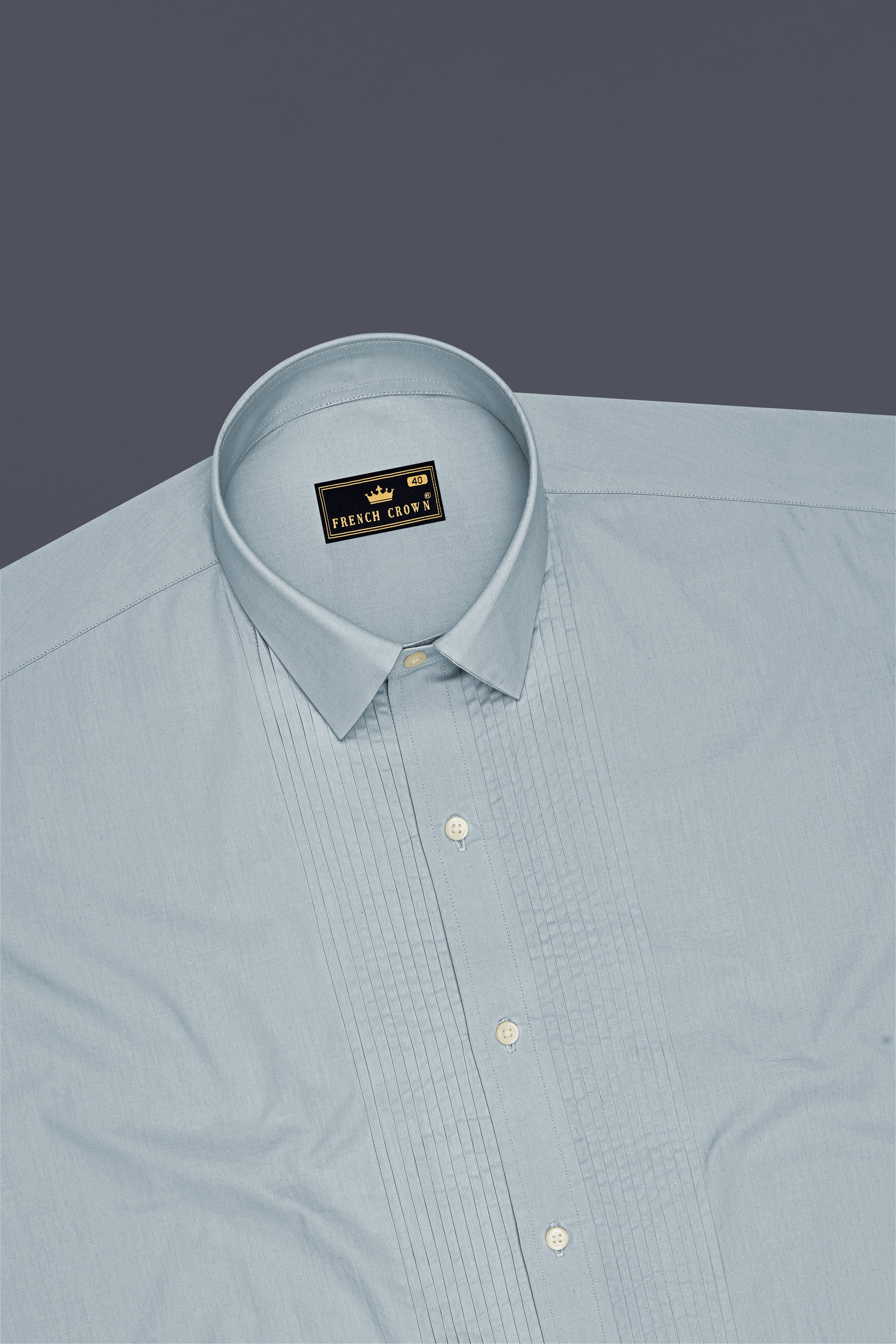 Virel-Cadet Blue Premium Giza Cotton Tuxedo Dress Shirt