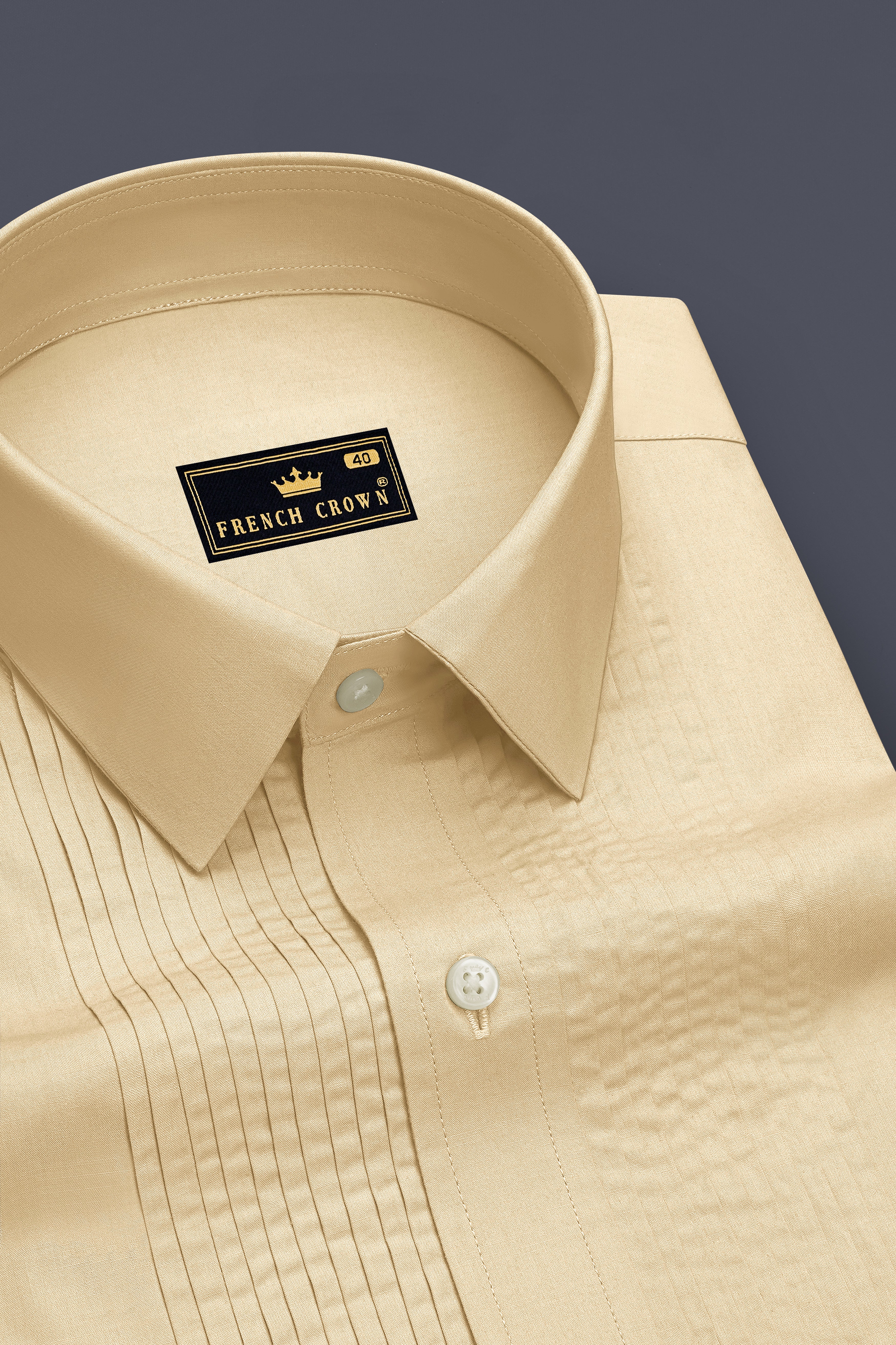 Earthen-Sapling Brown Premium Giza Cotton Tuxedo Dress Shirt