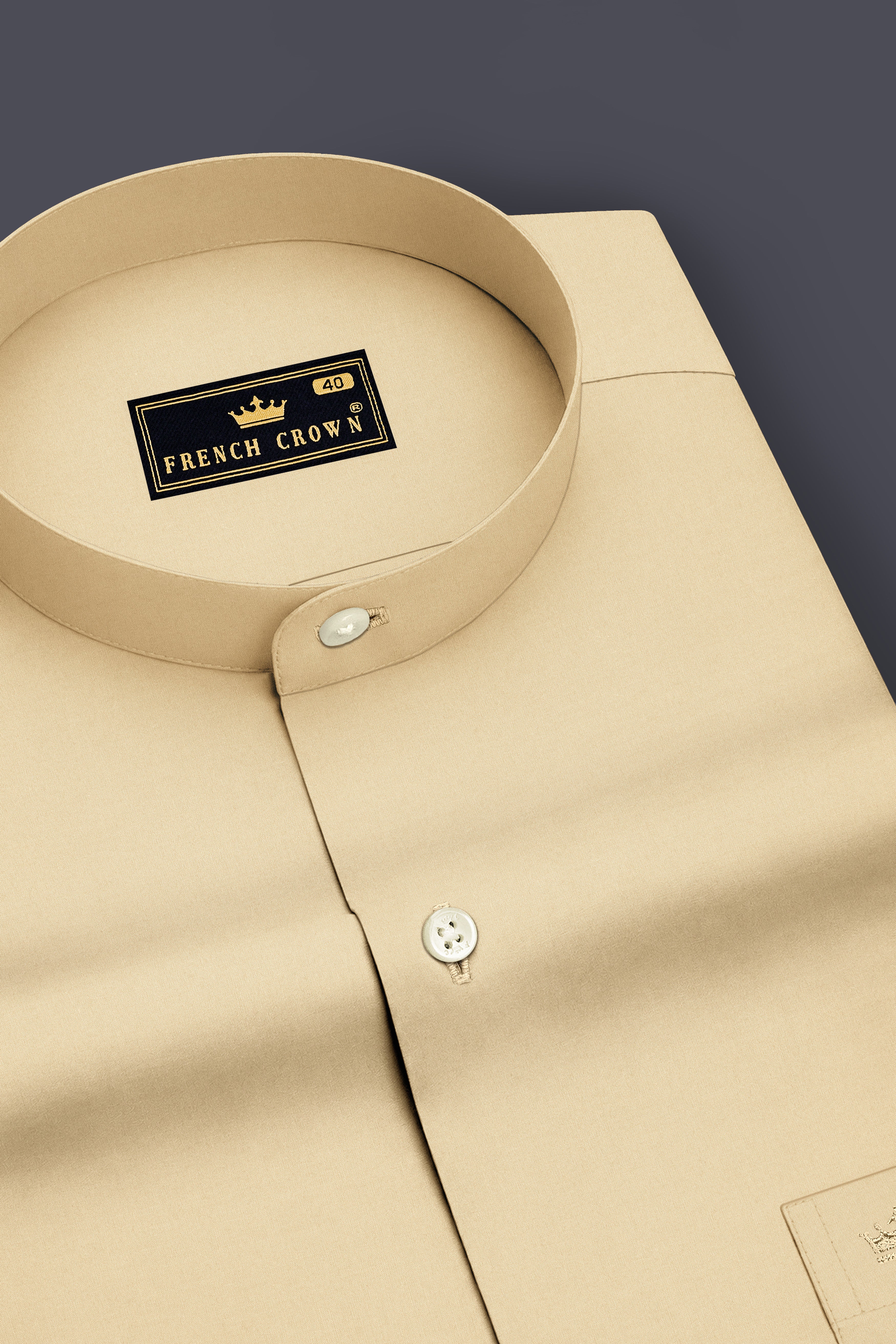Earthen-Sapling Brown Premium Giza Cotton Mandarin Casual Shirt