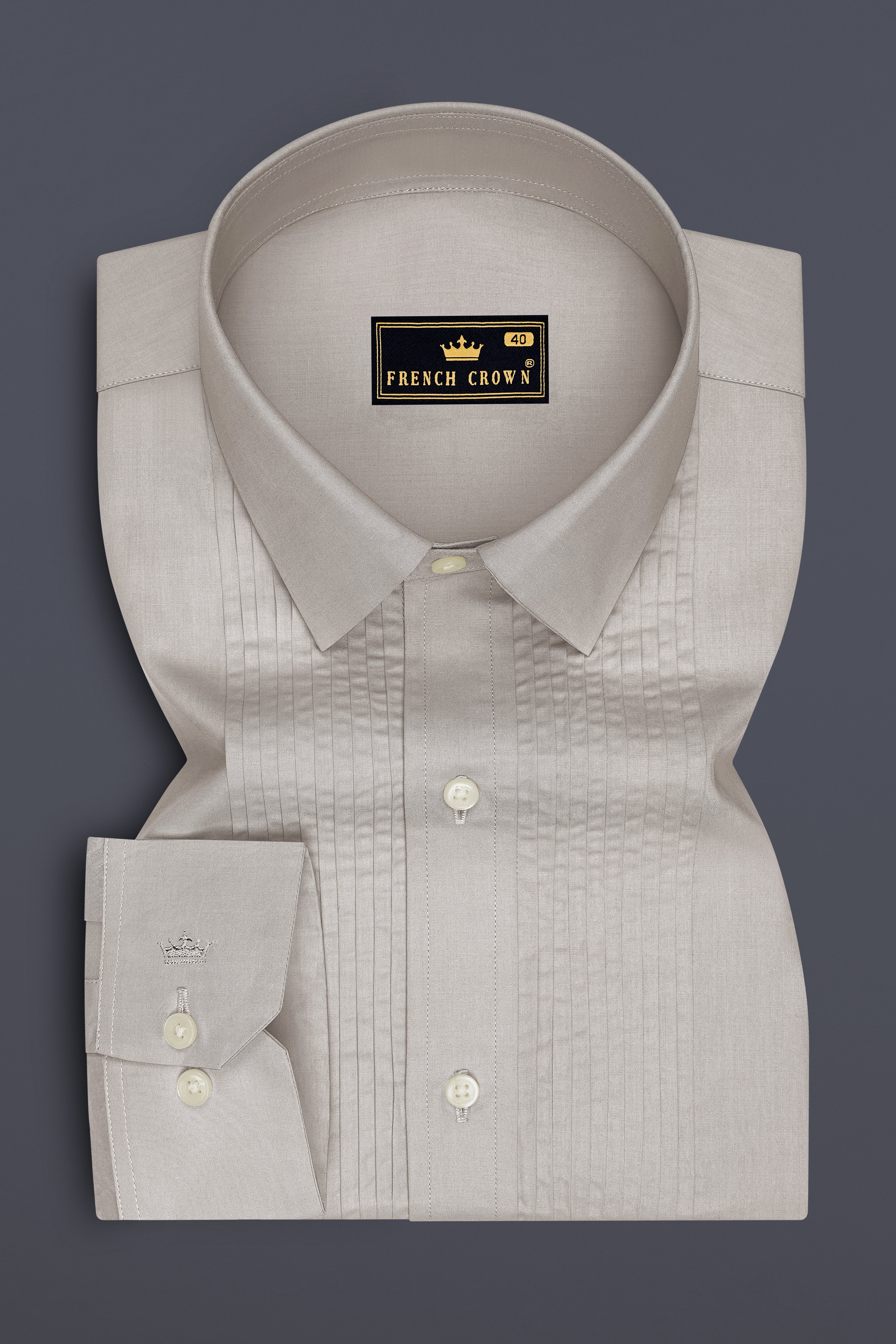 Kairo-Timberwolf Gray Premium Giza Cotton Tuxedo Dress Shirt