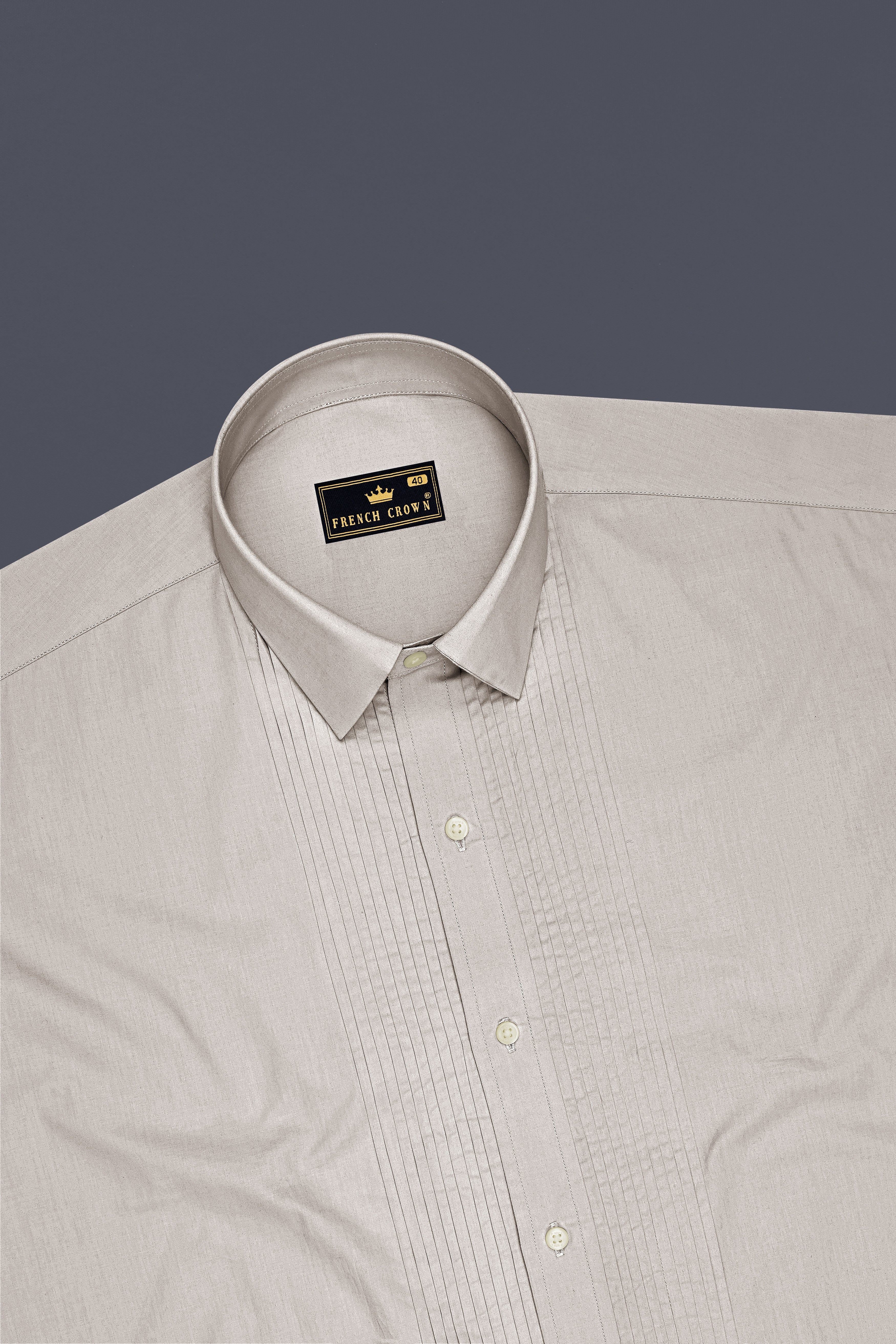 Kairo-Timberwolf Gray Premium Giza Cotton Tuxedo Dress Shirt