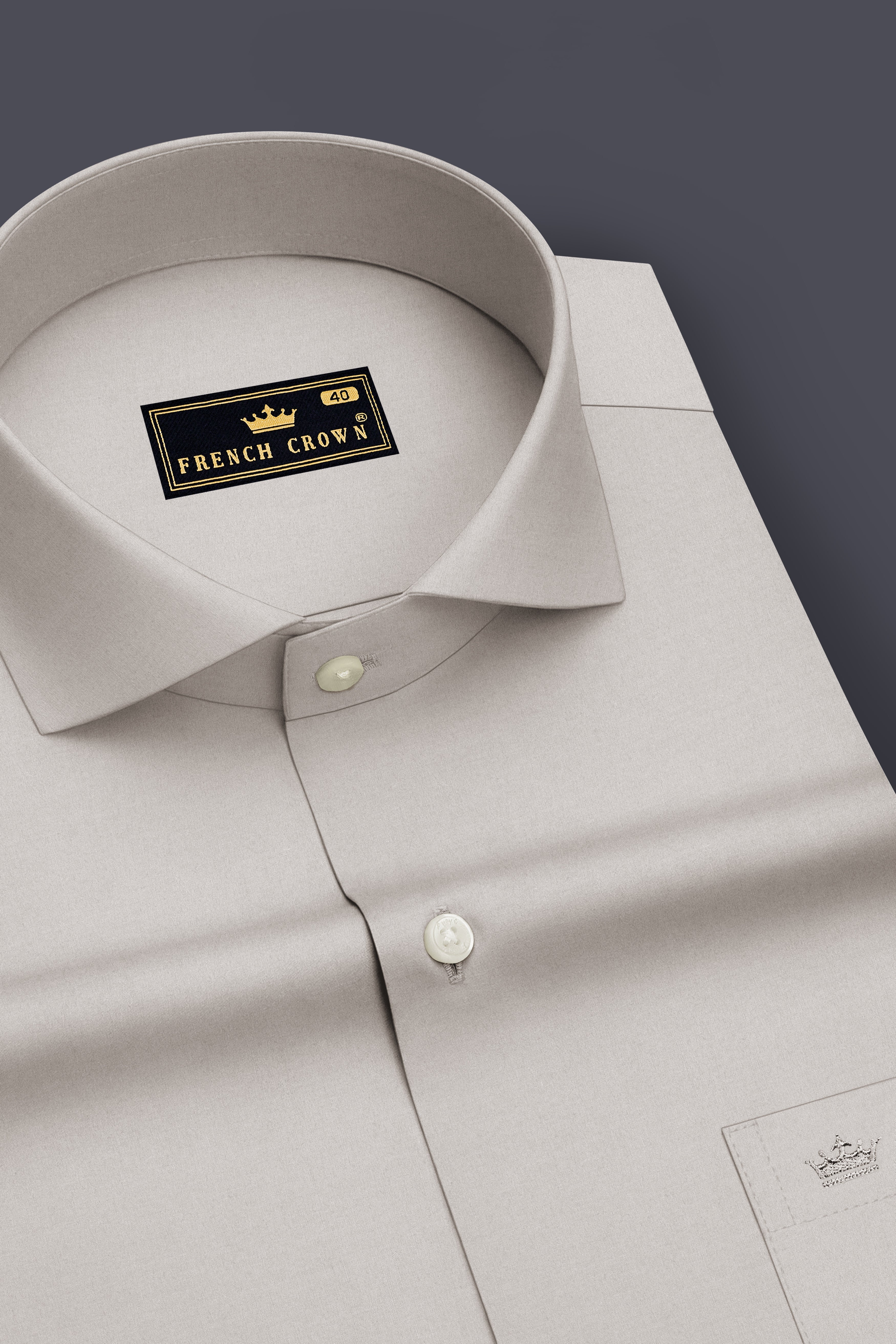 Kairo-Timberwolf Gray Premium Giza Cotton Cut Away Collar Dress Shirt