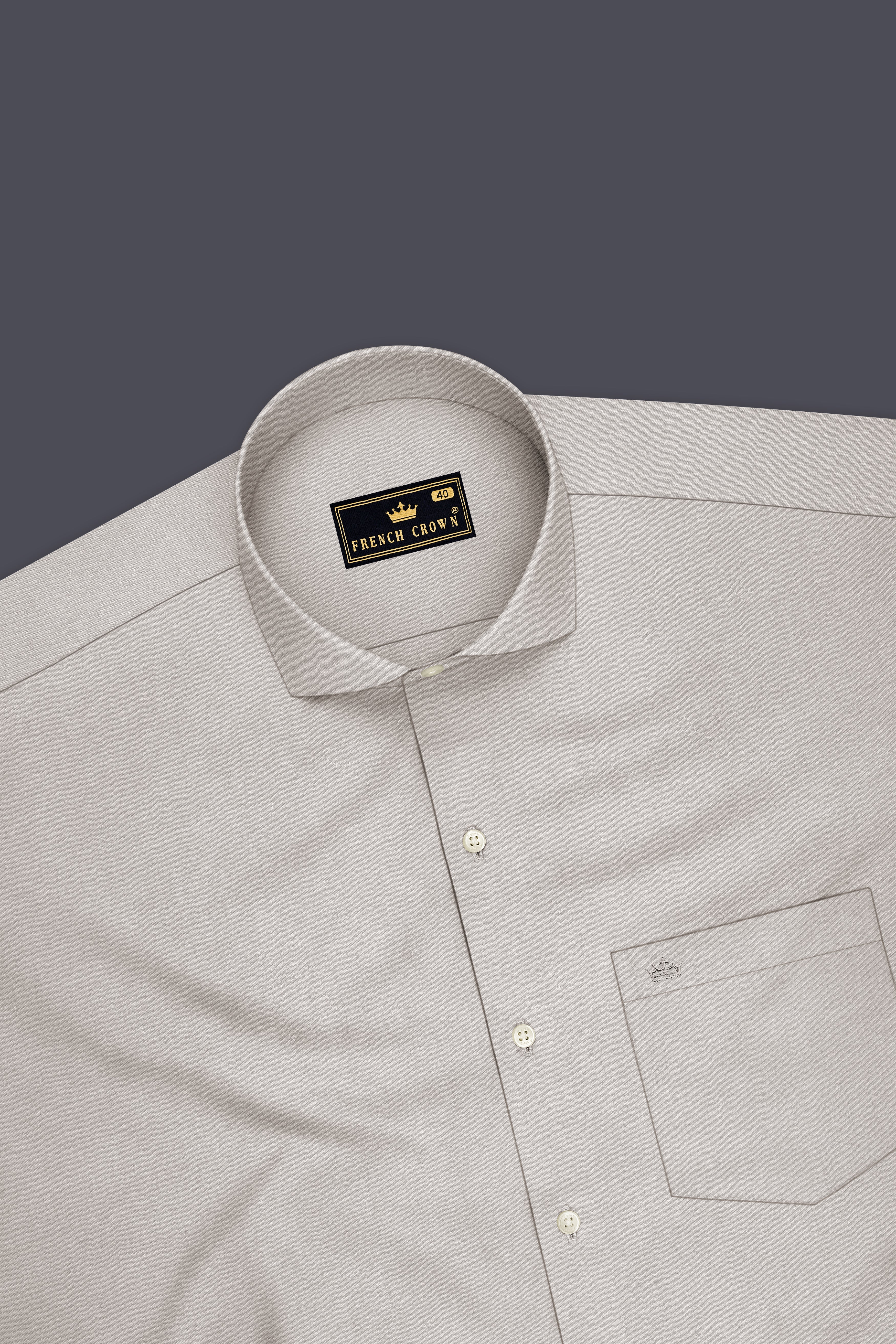 Kairo-Timberwolf Gray Premium Giza Cotton Cut Away Collar Dress Shirt