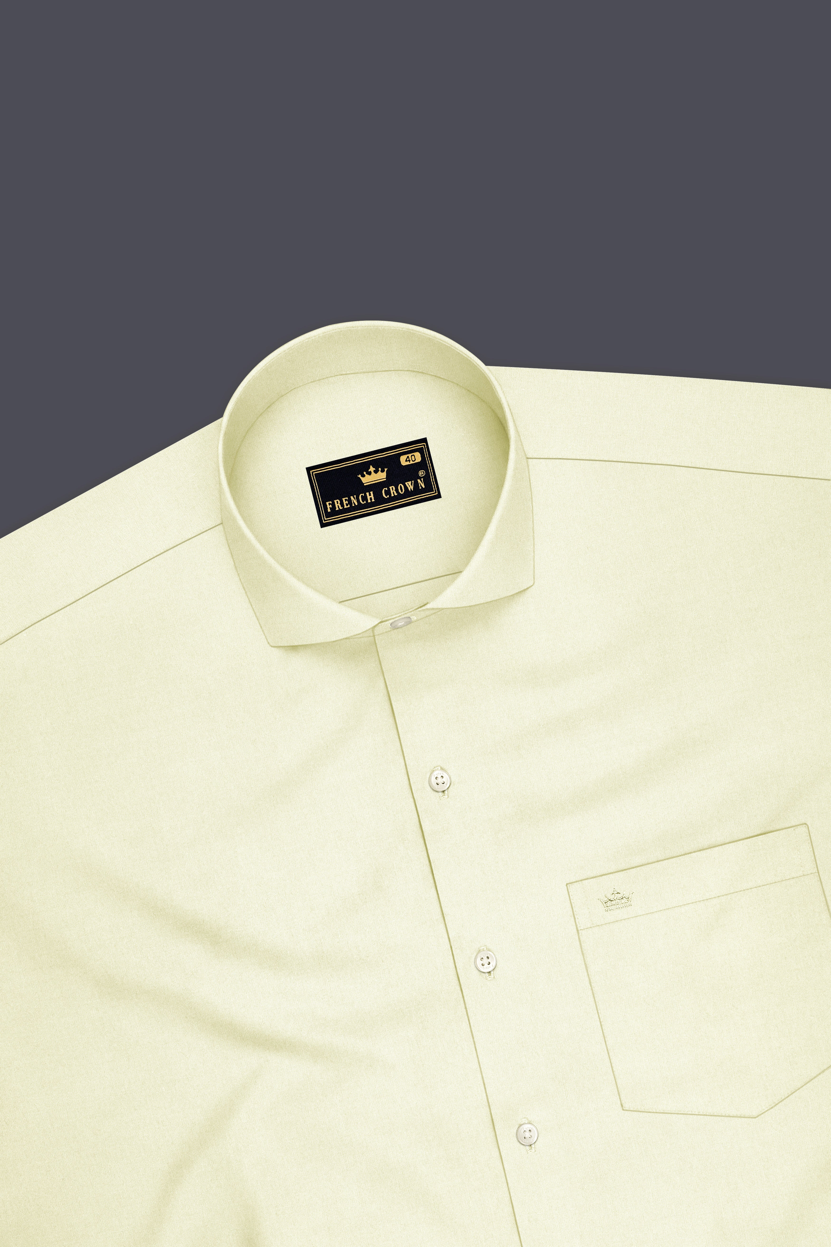 Lustre-Champagne Cream Premium Giza Cotton Cut Away Collar Dress Shirt