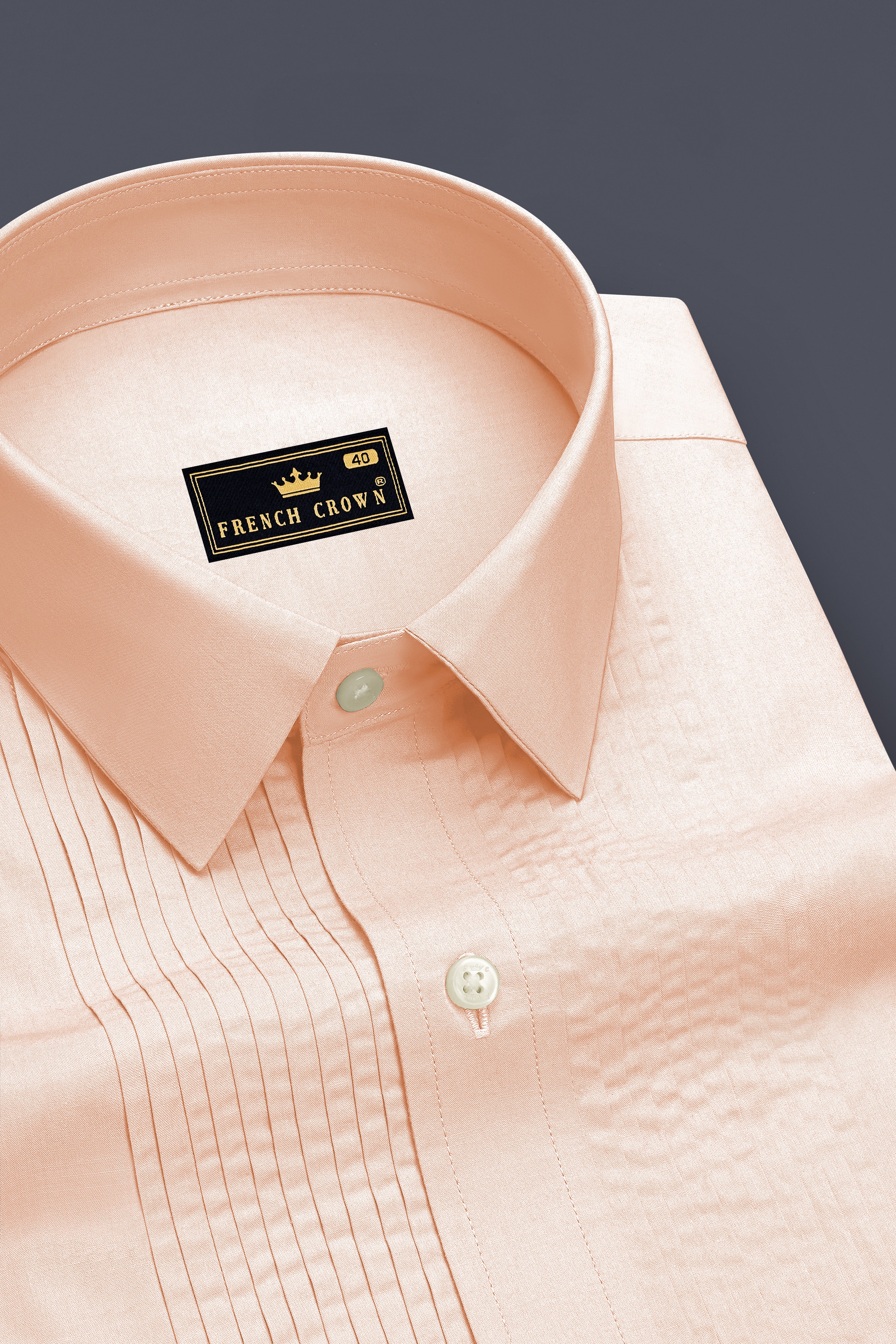 Blushen-Bonny Peach Premium Giza Cotton Tuxedo Dress Shirt