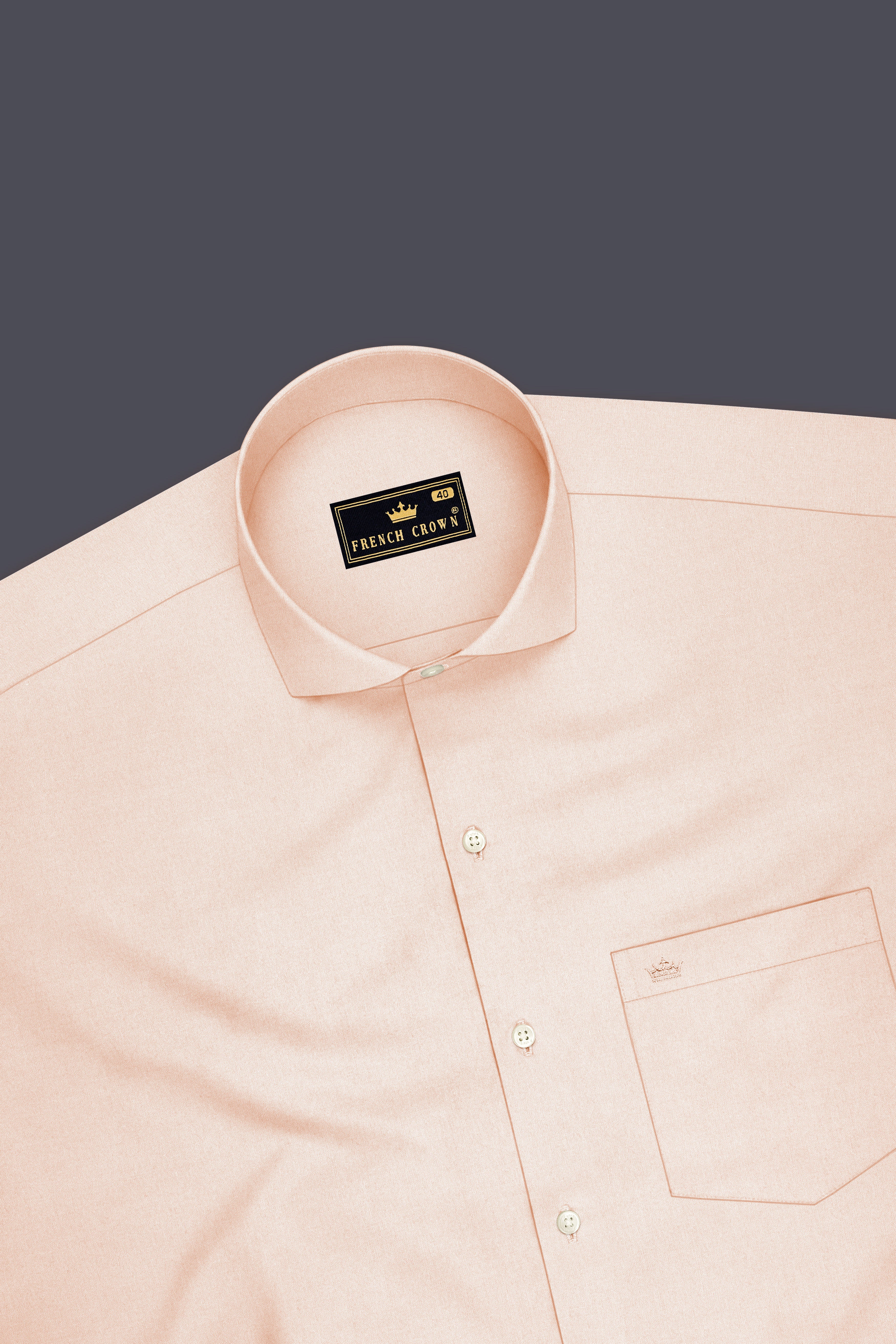 Blushen-Bonny Peach Premium Giza Cotton Cut Away Collar Dress Shirt