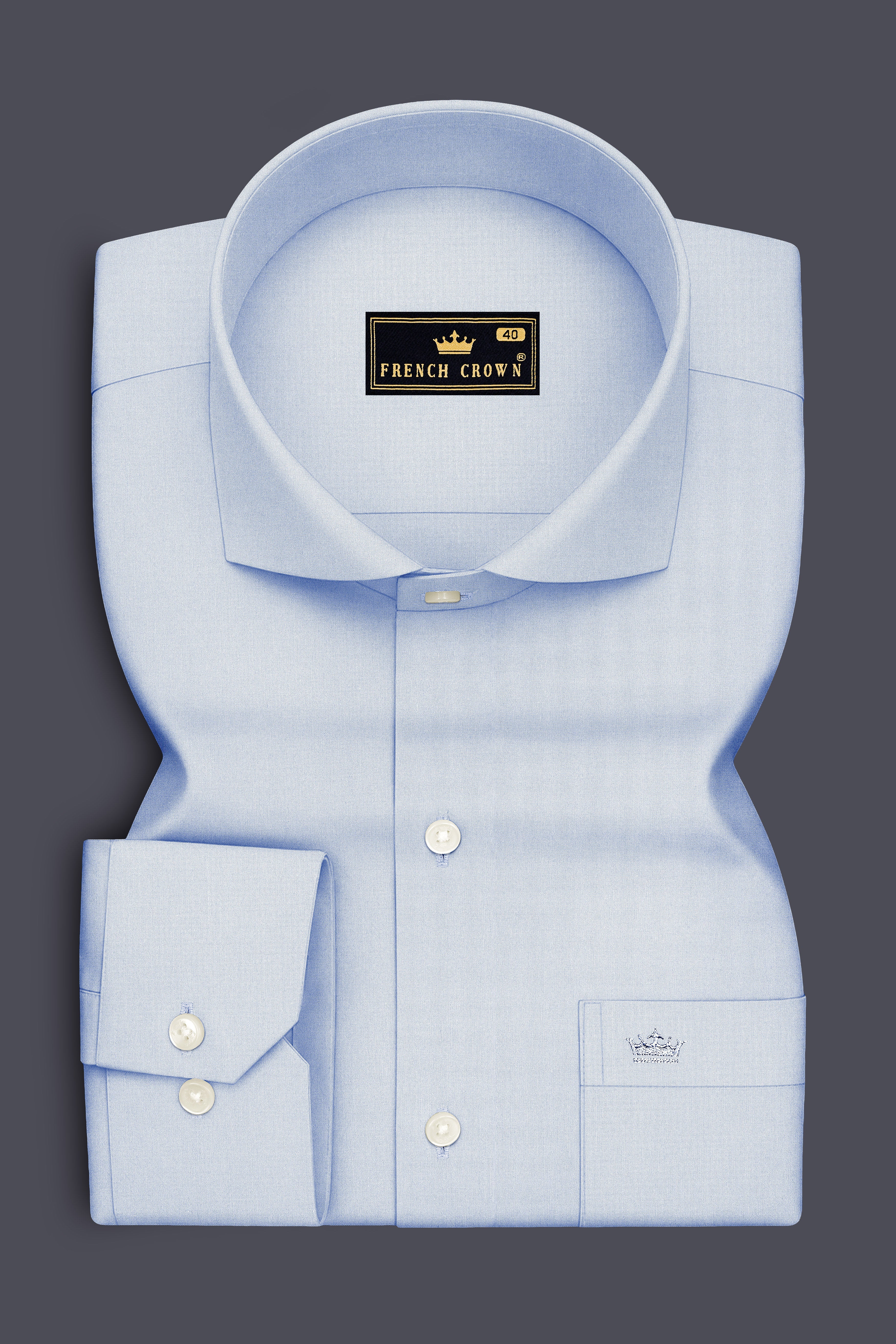 Ceruleo-Botticelli Blue Premium Giza Cotton Cut Away Collar Dress Shirt