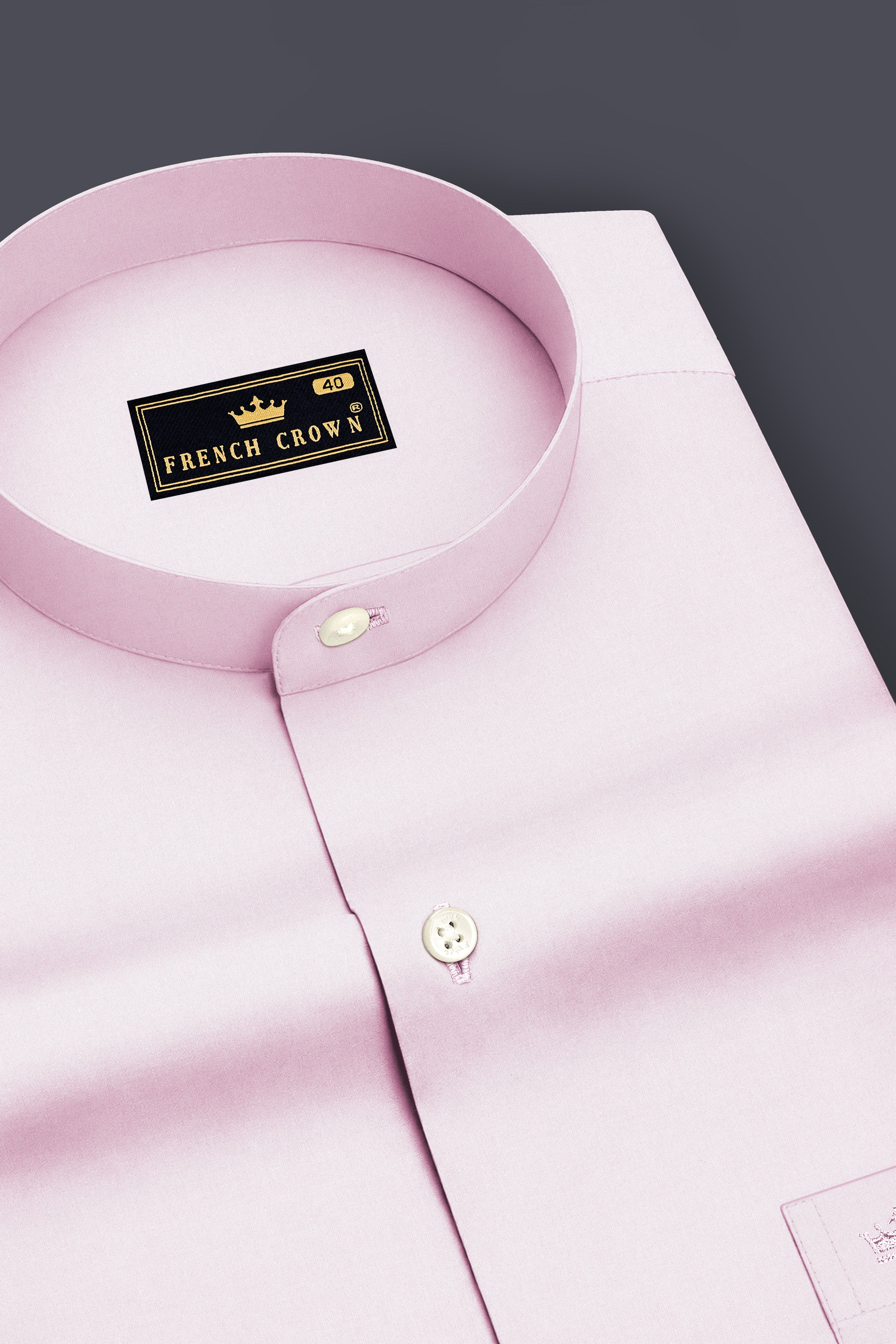 Rosaire-Gainsboro Pink Premium Giza Cotton Mandarin Casual Shirt