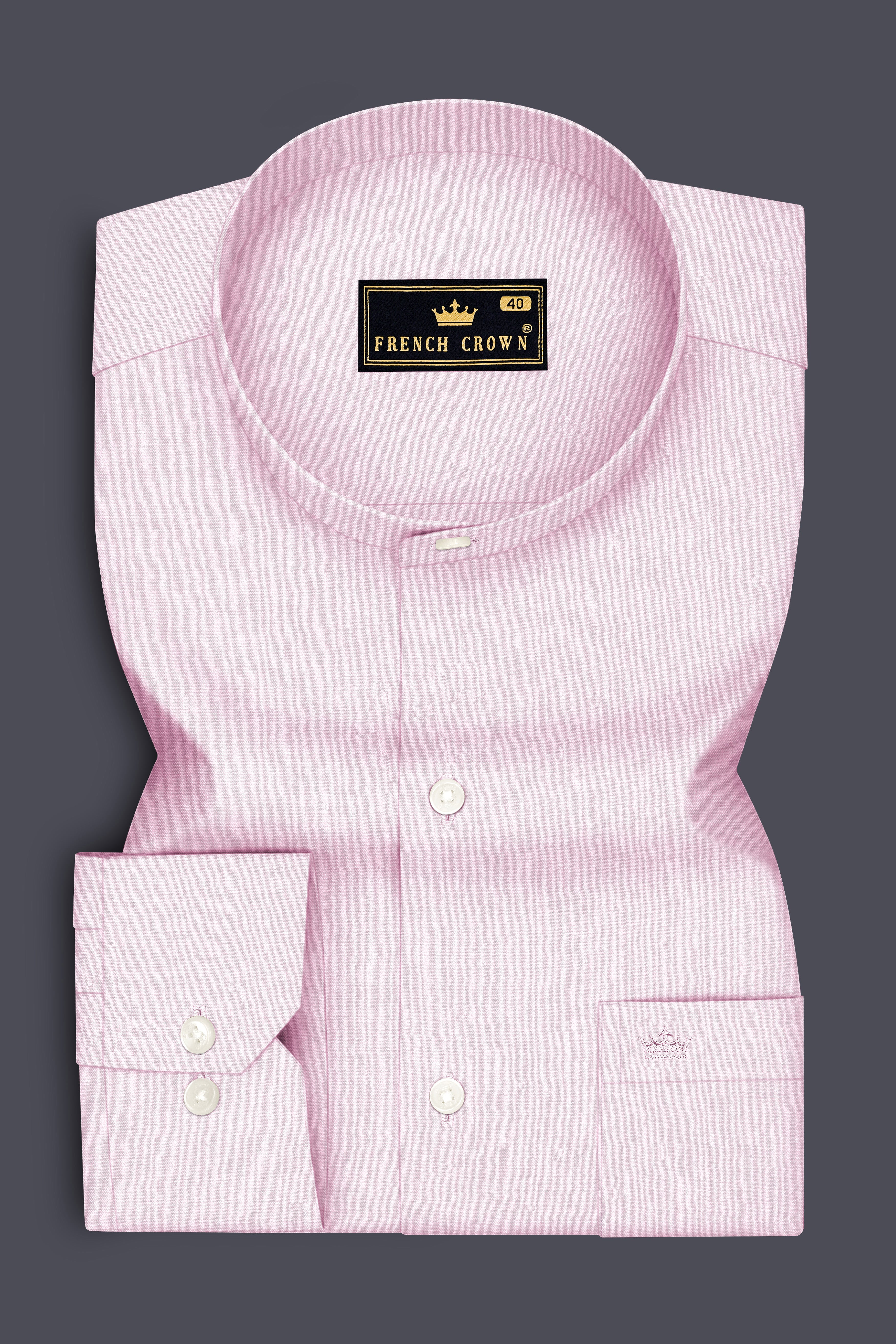Rosaire-Gainsboro Pink Premium Giza Cotton Mandarin Casual Shirt