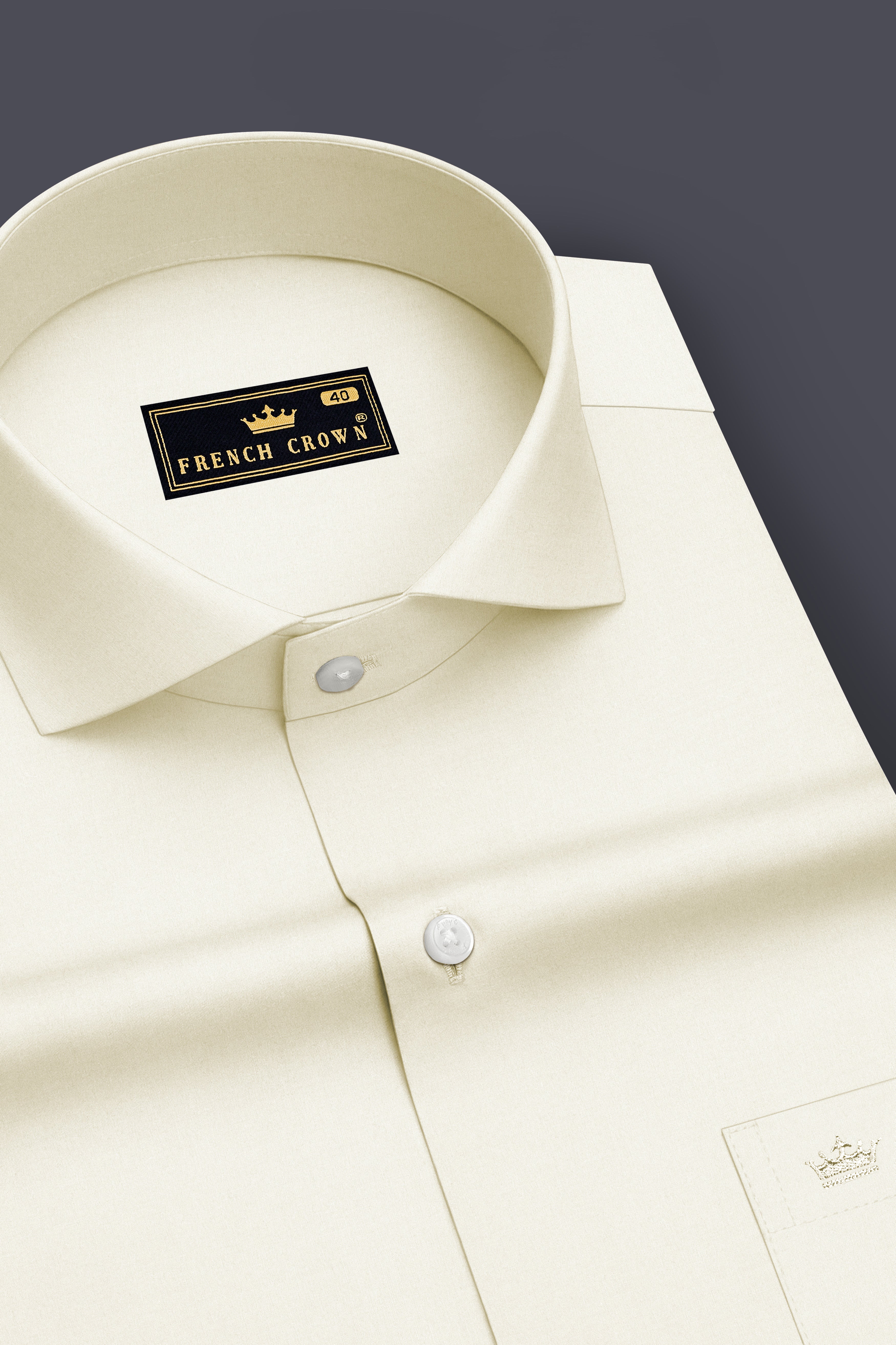 Nivalis-Merink Off White Premium Giza Cotton Cut Away Collar Dress Shirt