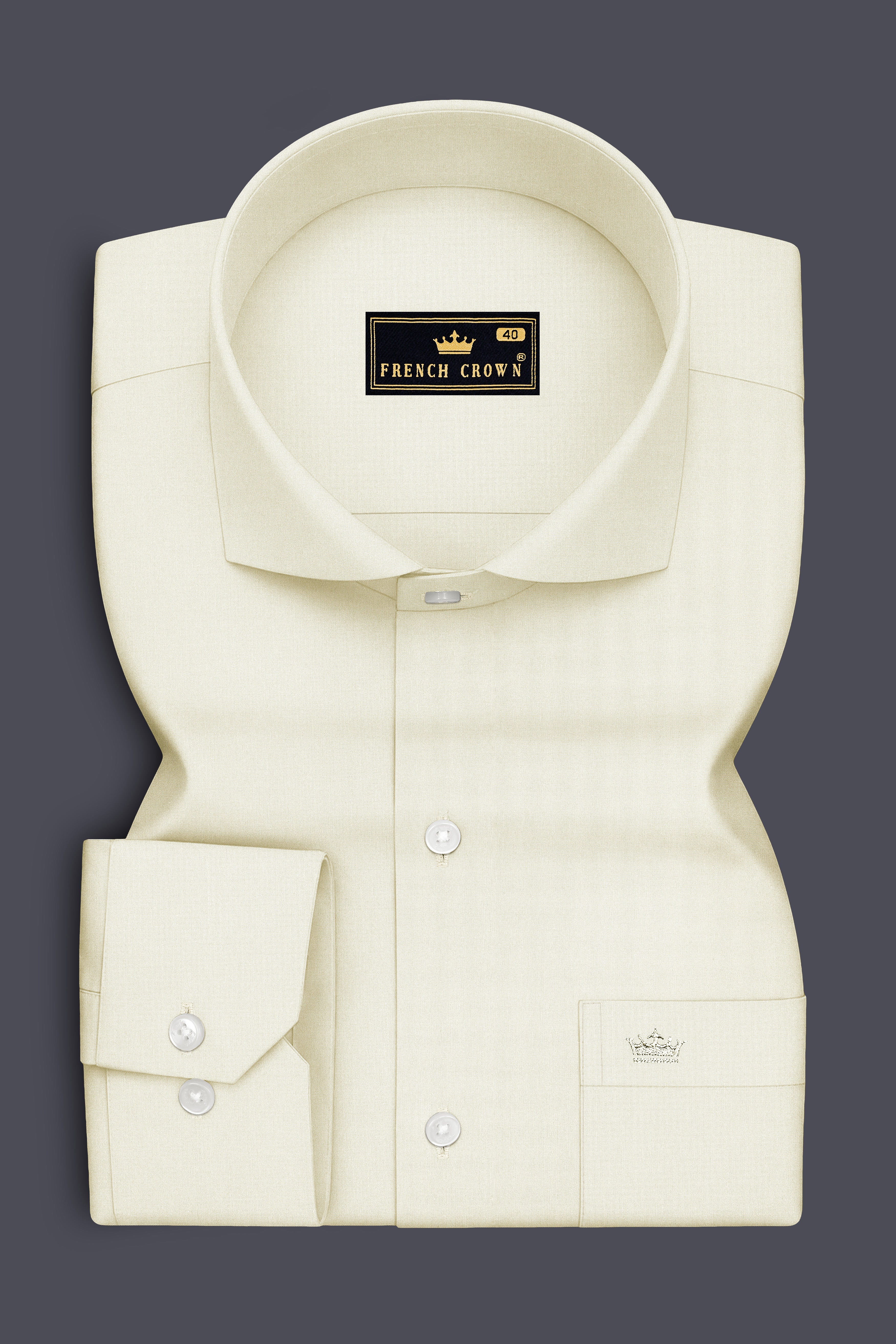 Nivalis-Merink Off White Premium Giza Cotton Cut Away Collar Dress Shirt