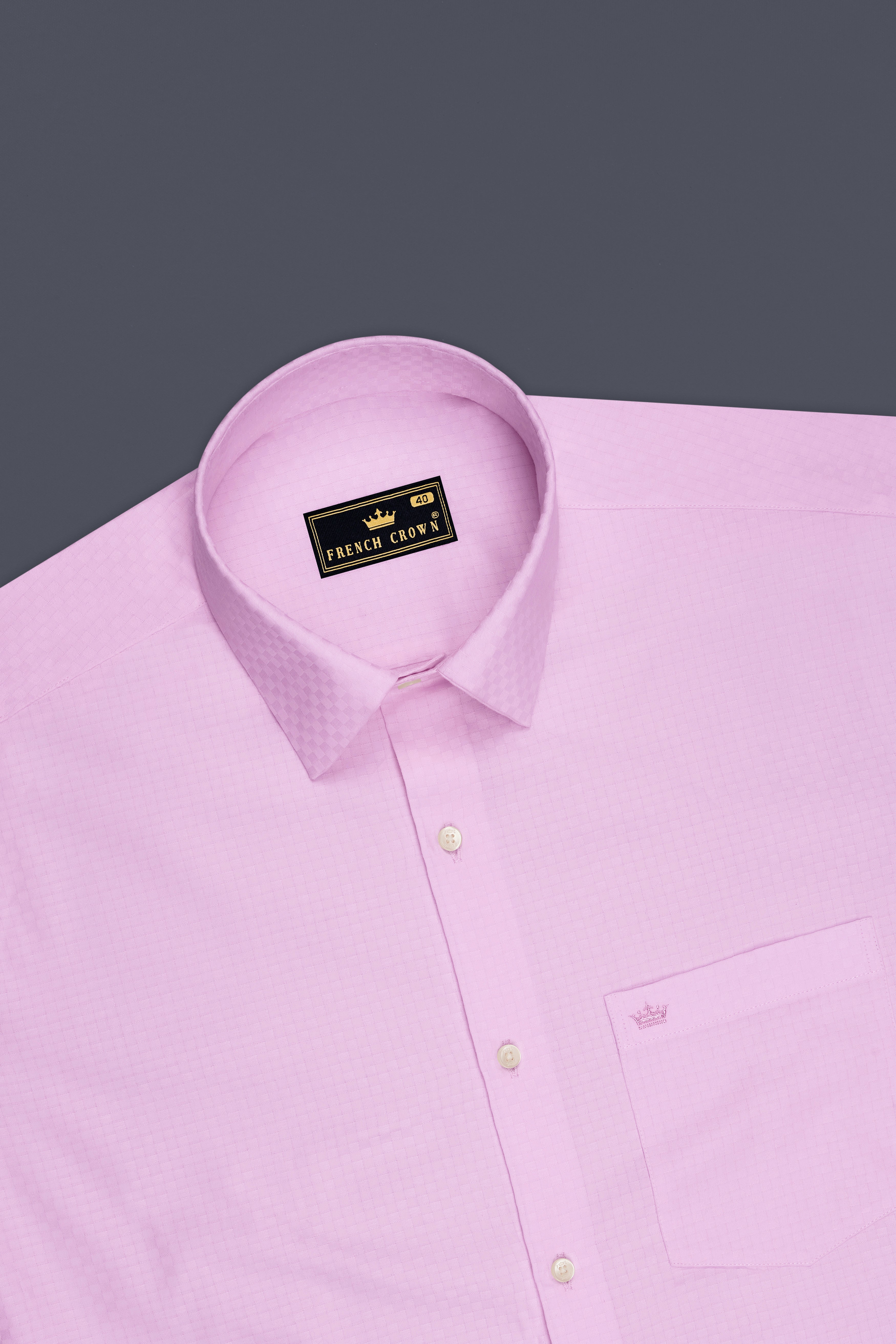 Petalis-Cherub Pink Dobby Textured Premium Giza Cotton Dress Shirt