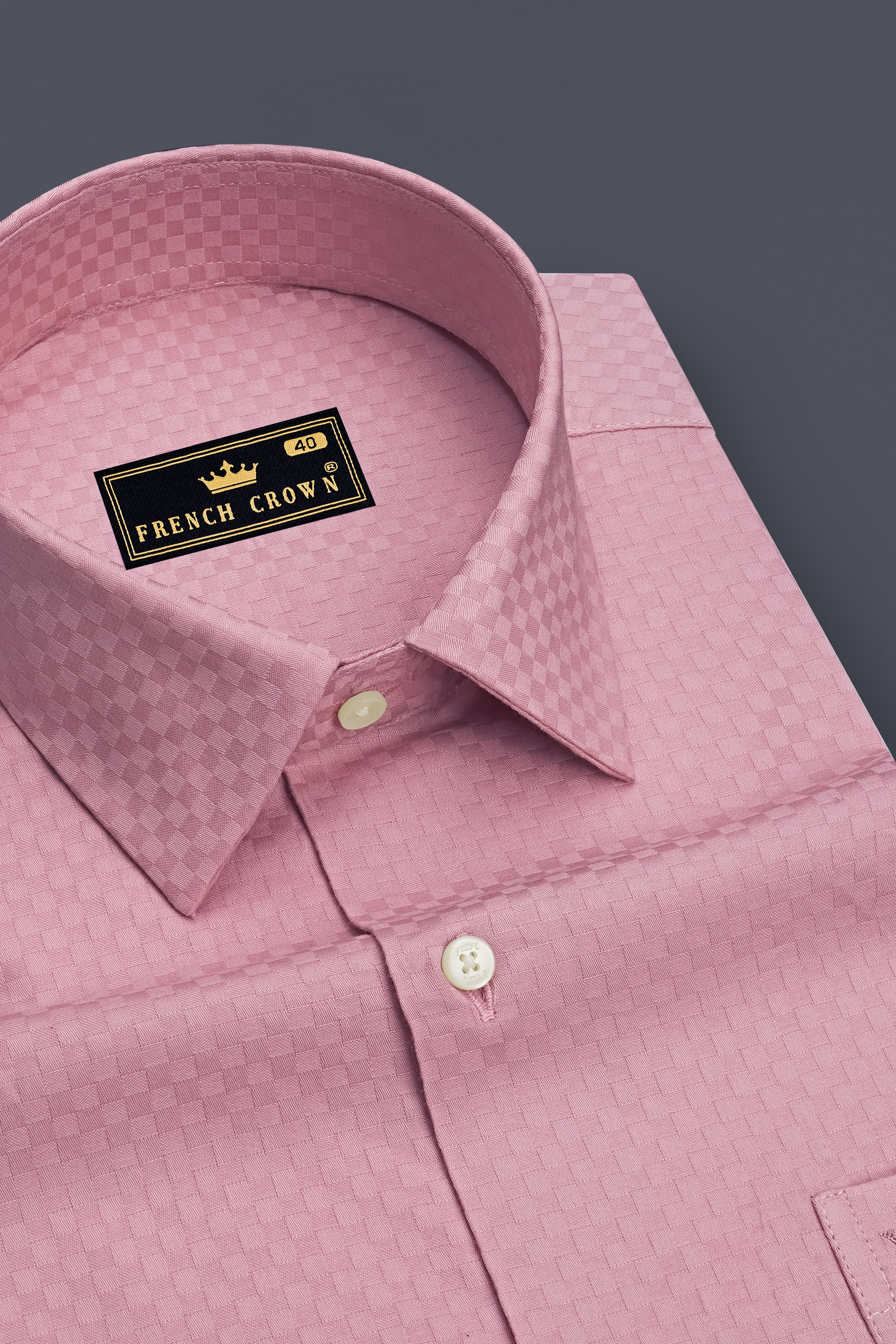 Velisse-Careys Pink Dobby Textured Premium Giza Cotton Dress Shirt