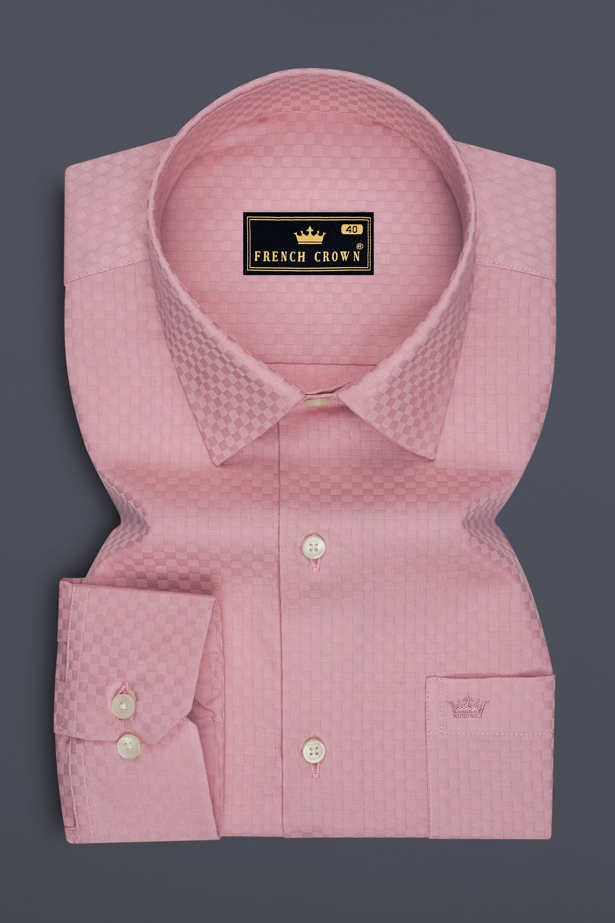 Velisse-Careys Pink Dobby Textured Premium Giza Cotton Dress Shirt