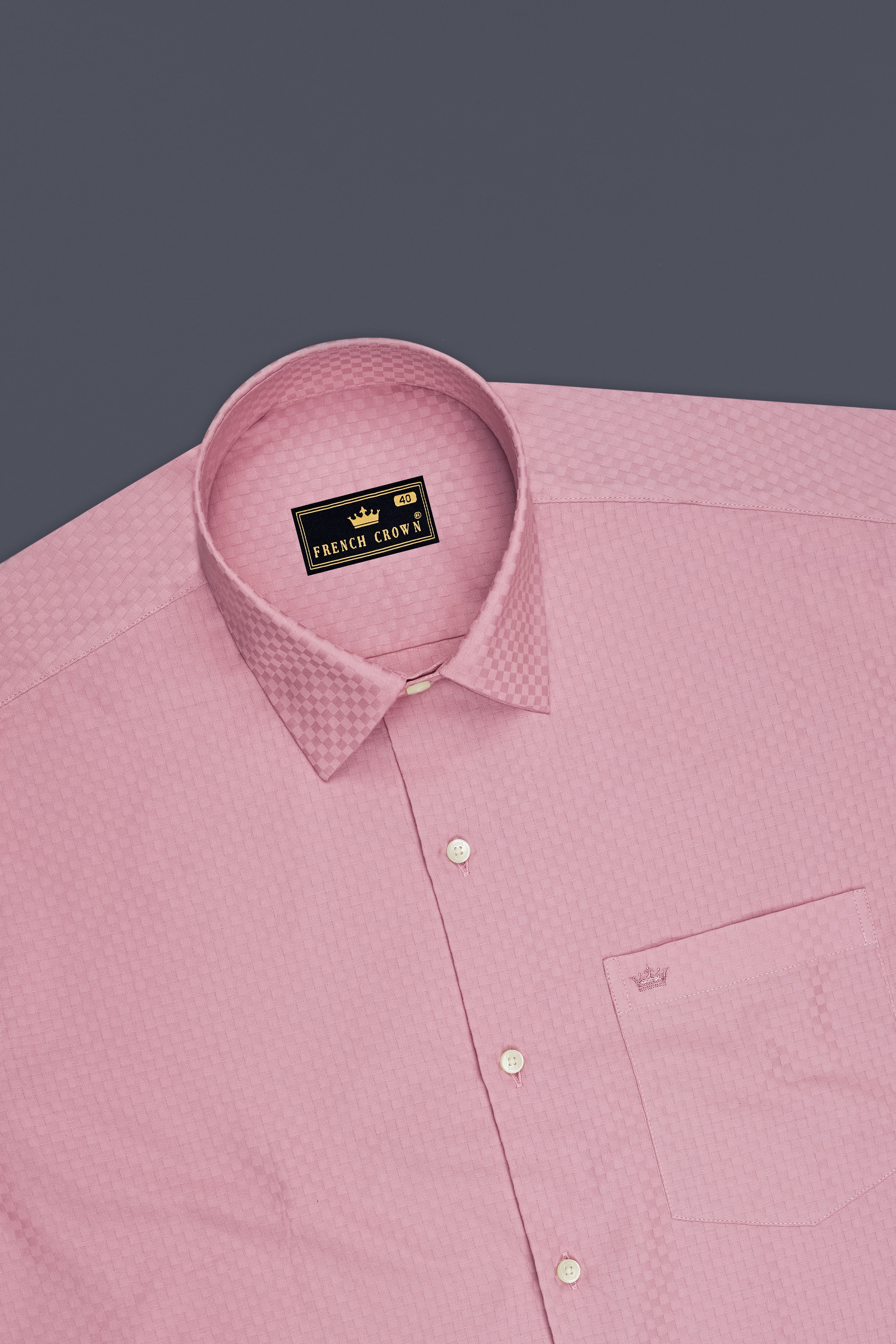 Velisse-Careys Pink Dobby Textured Premium Giza Cotton Dress Shirt