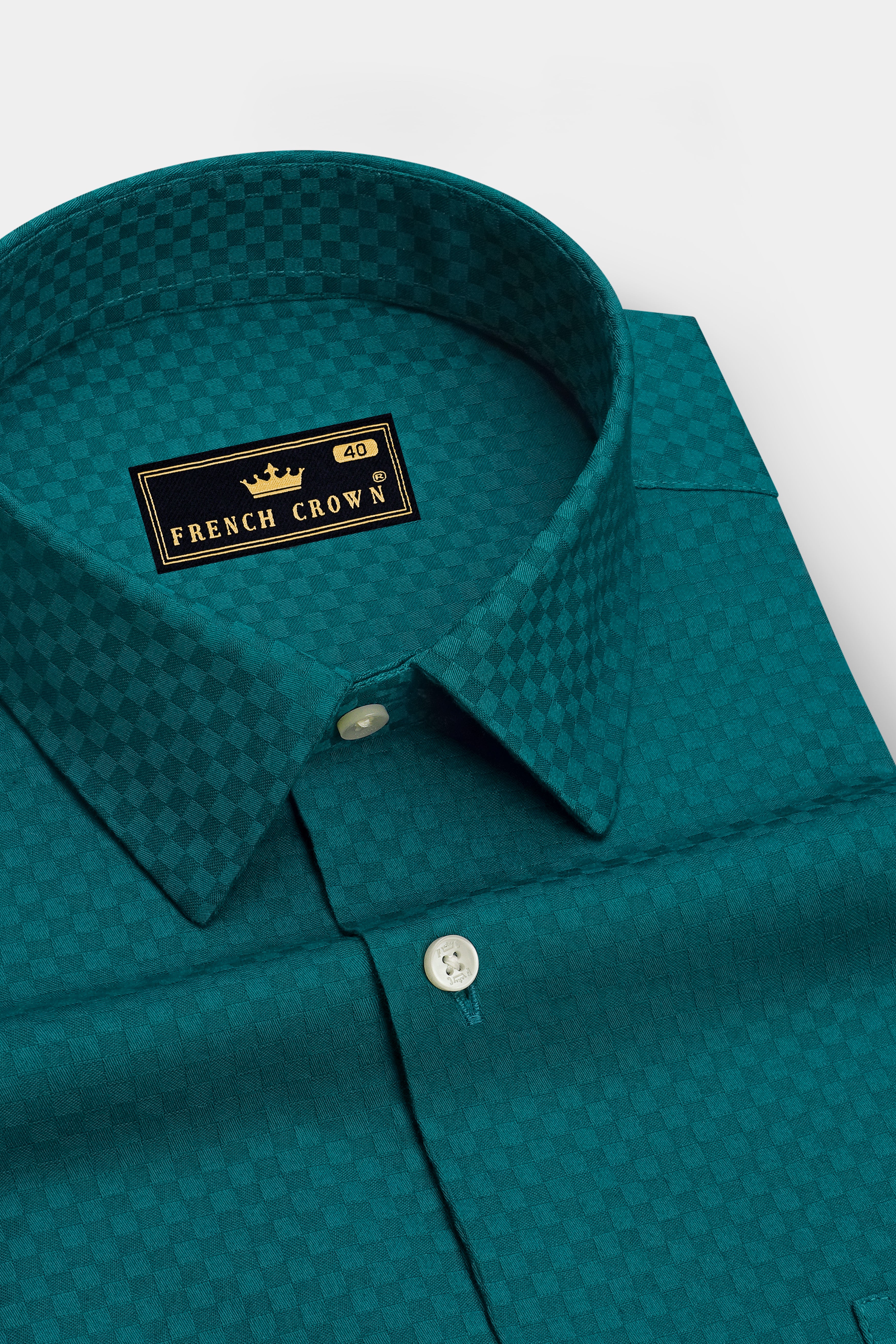 Nautis-Sherpa Blue Dobby Textured Premium Giza Cotton Dress Shirt