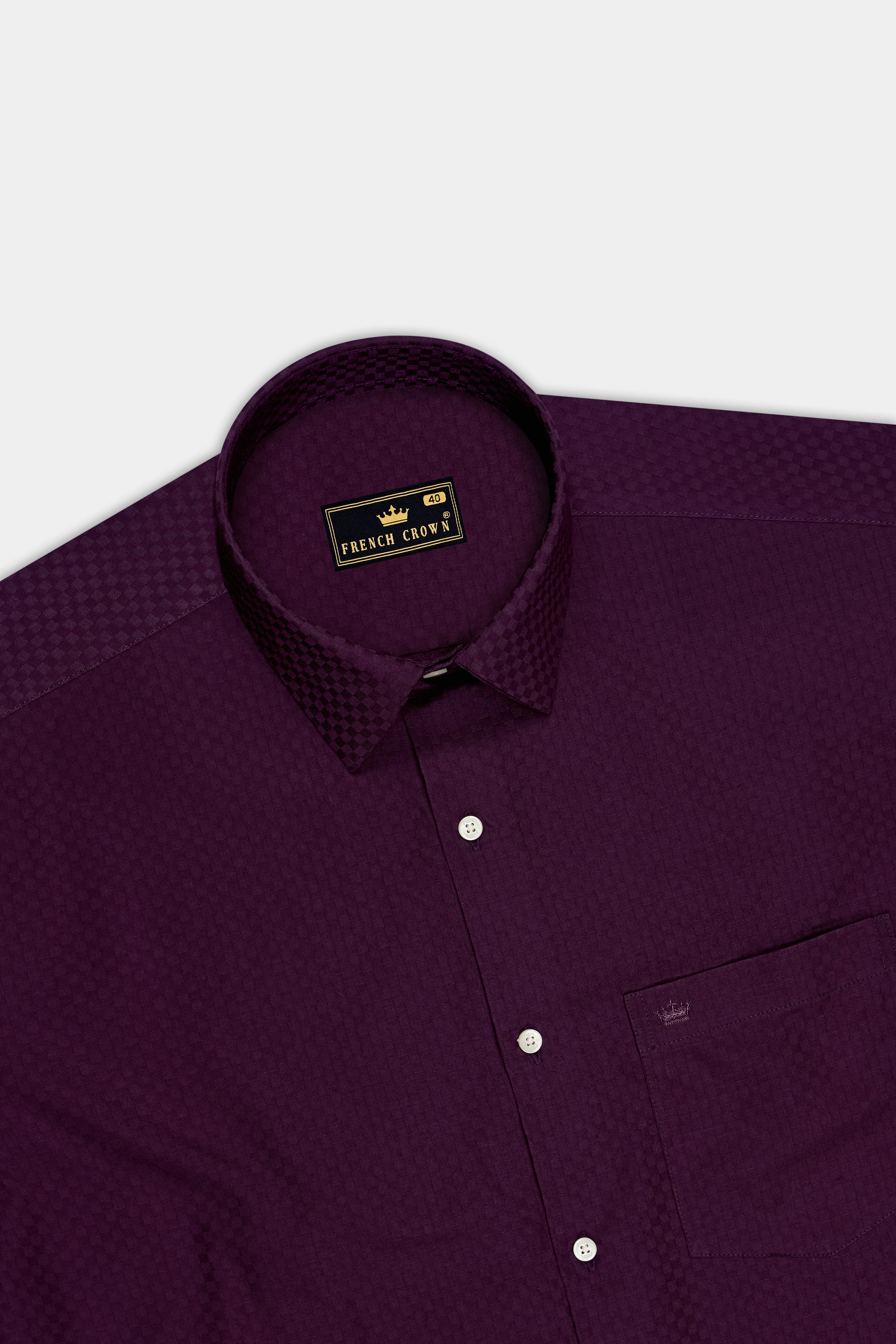Burgund-Barossa Maroon Dobby Textured Premium Giza Cotton Dress Shirt DEMO