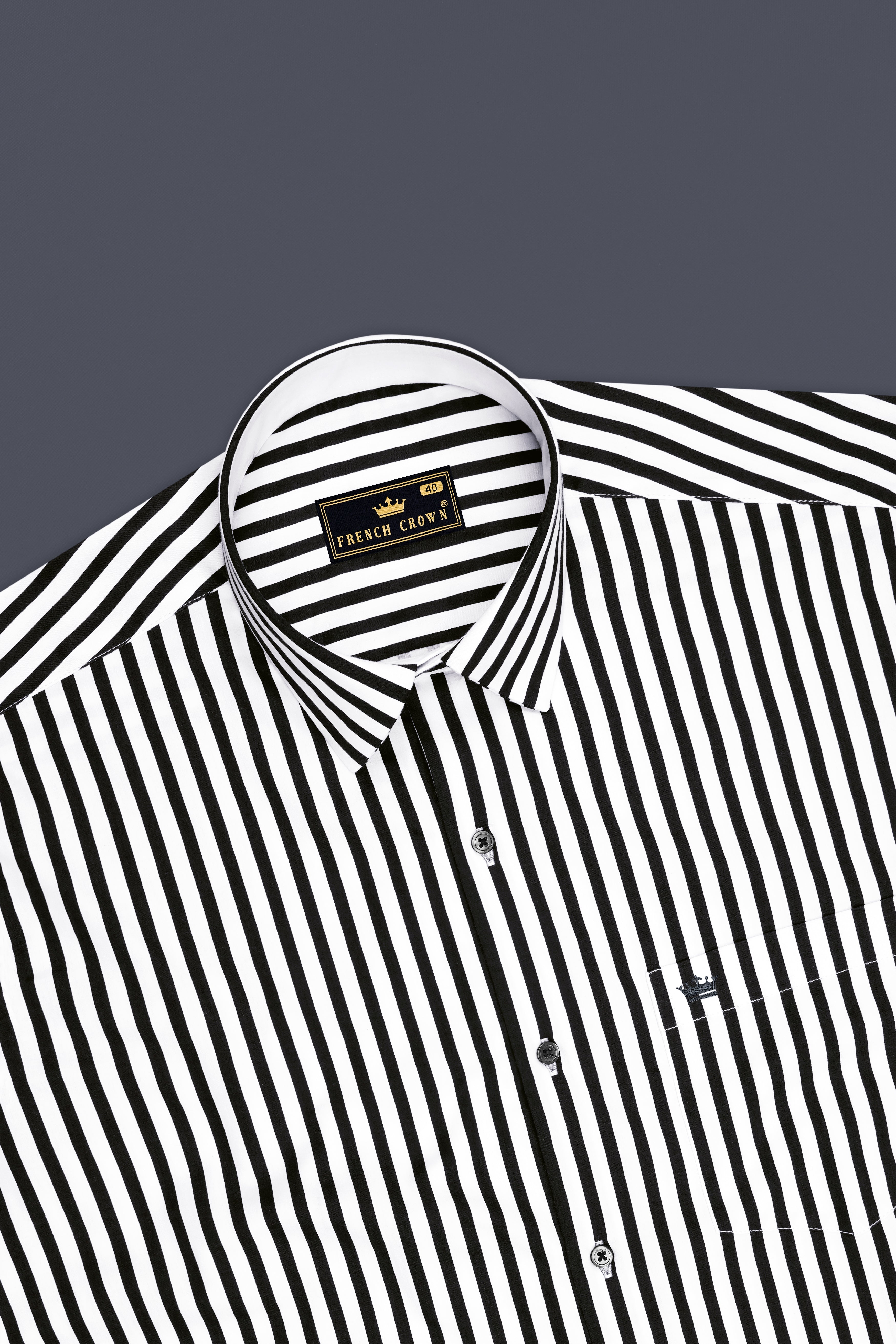 Regalis-Jade Black And Bright White Candy Striped Subtle Sheen Super Soft Premium Cotton Dress Shirt