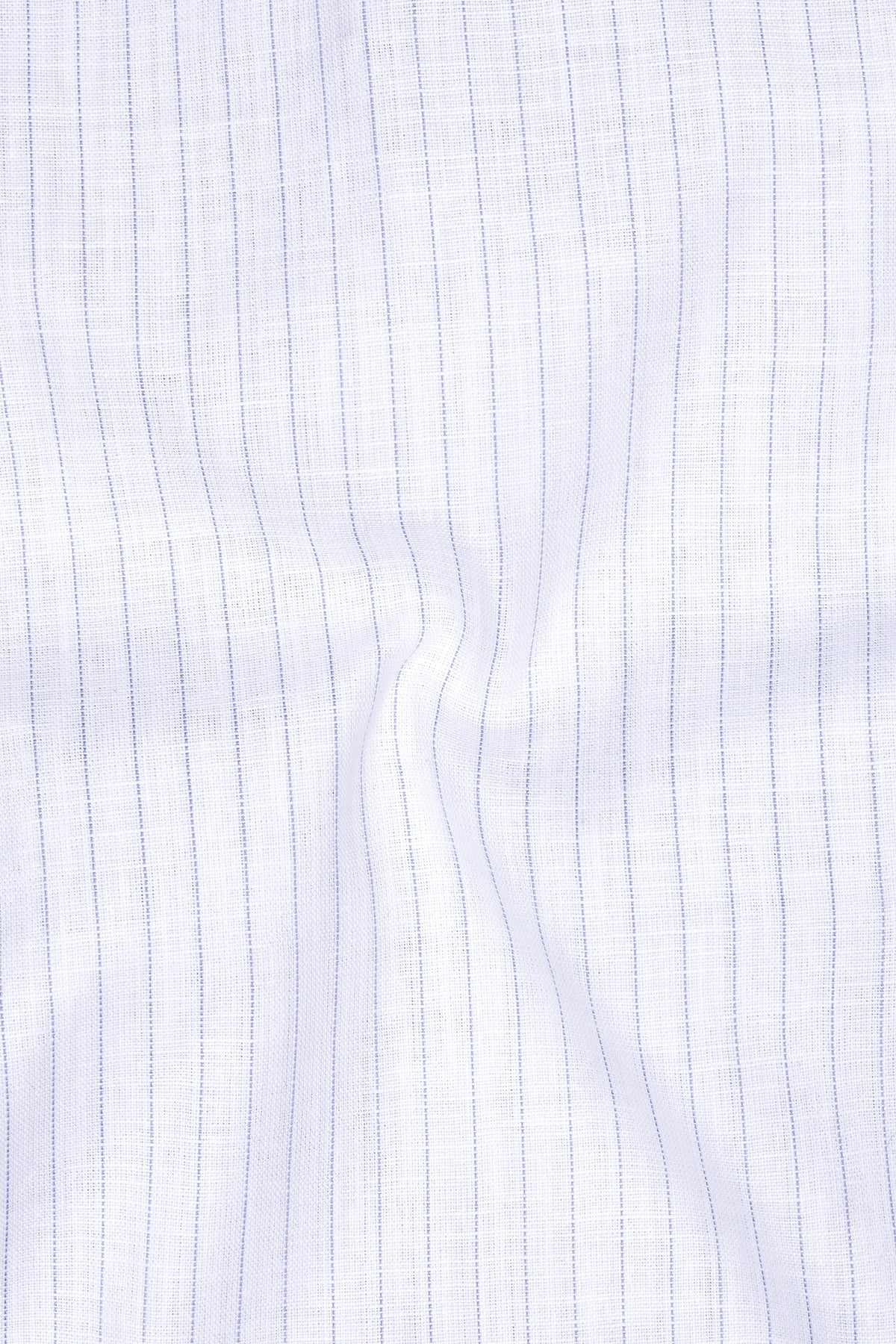 Alviero-Bright White And Bell Blue Pin Striped Luxurious Linen Mandarin Casual Shirt