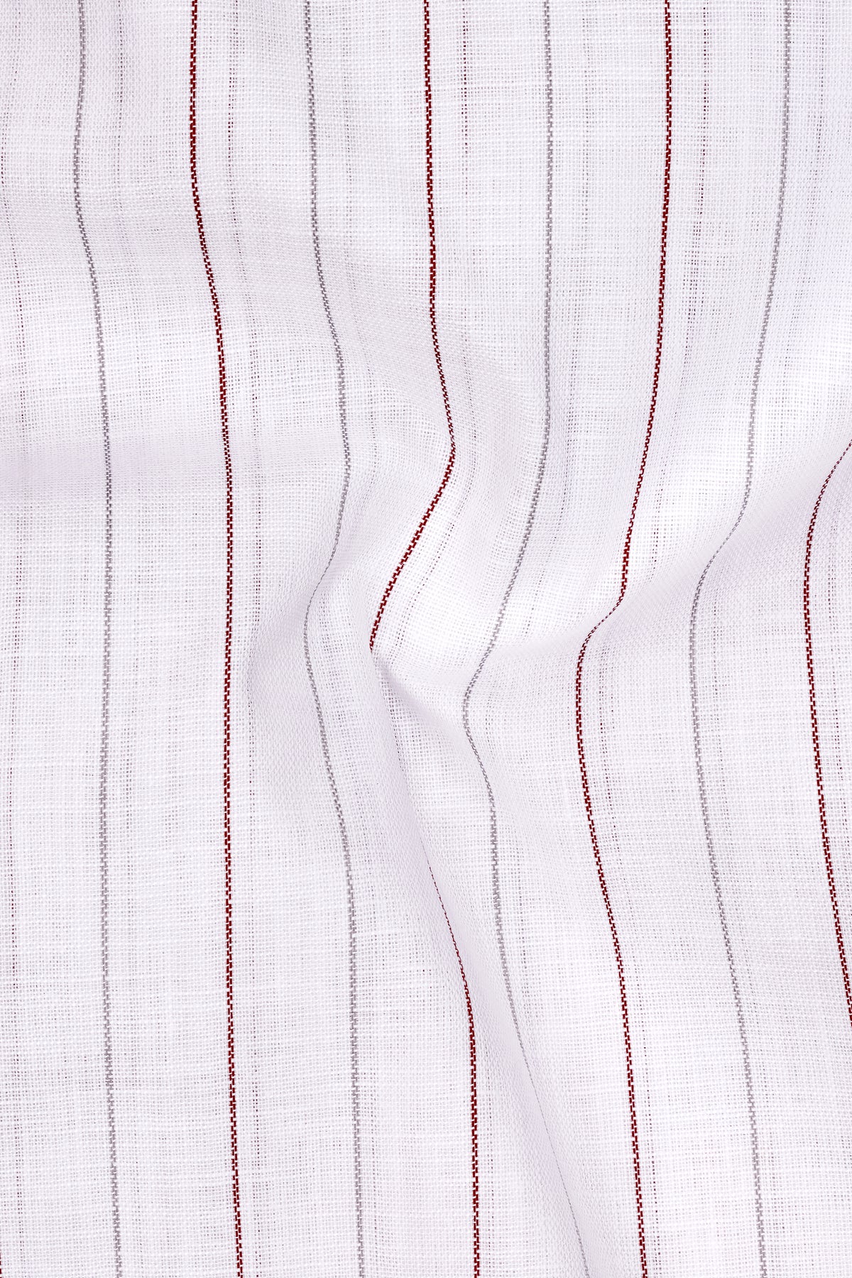 Regent-Bright White And Burnt Red Pin Striped Luxurious Linen Dress Shirt
