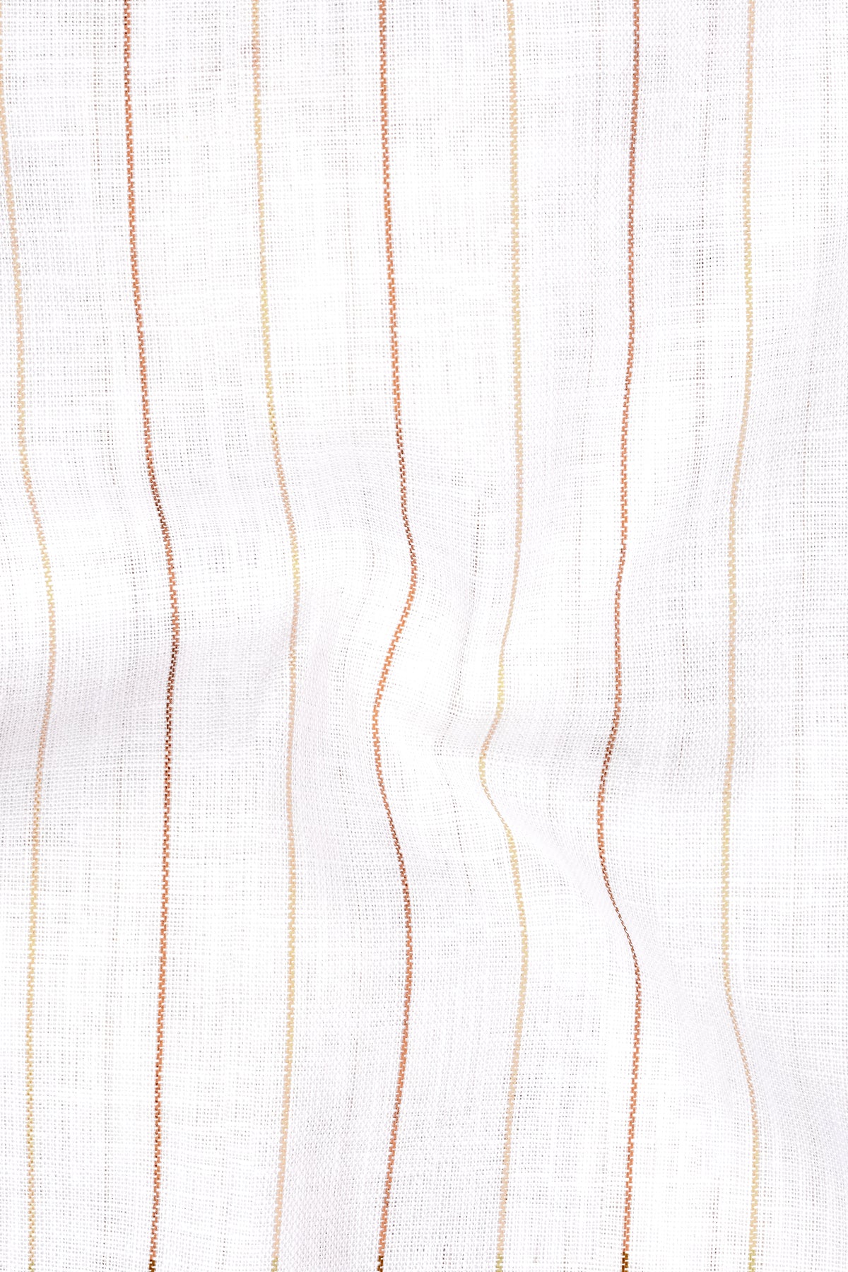 Solenne-Bright White And Auburn Orange Pin Striped Luxurious Linen Button Down Dress Shirt